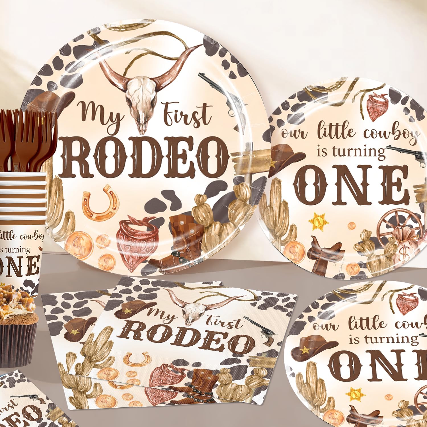 Cocomigo 226PCS First Rodeo Decorations Boy Party Set