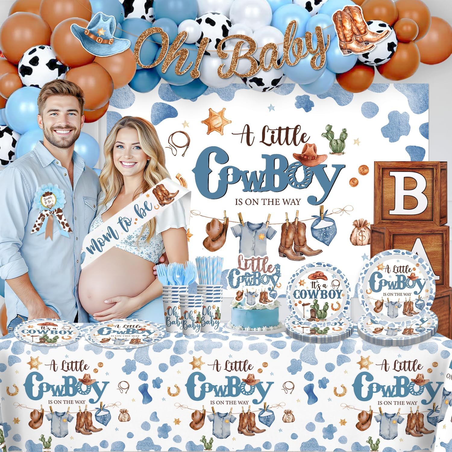 239pcs Cowboy Baby Shower Decorations Set