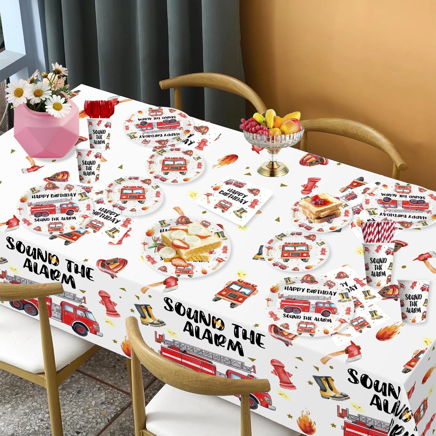 177pcs Firetruck Birthday Decorations Set for Firefighter Party