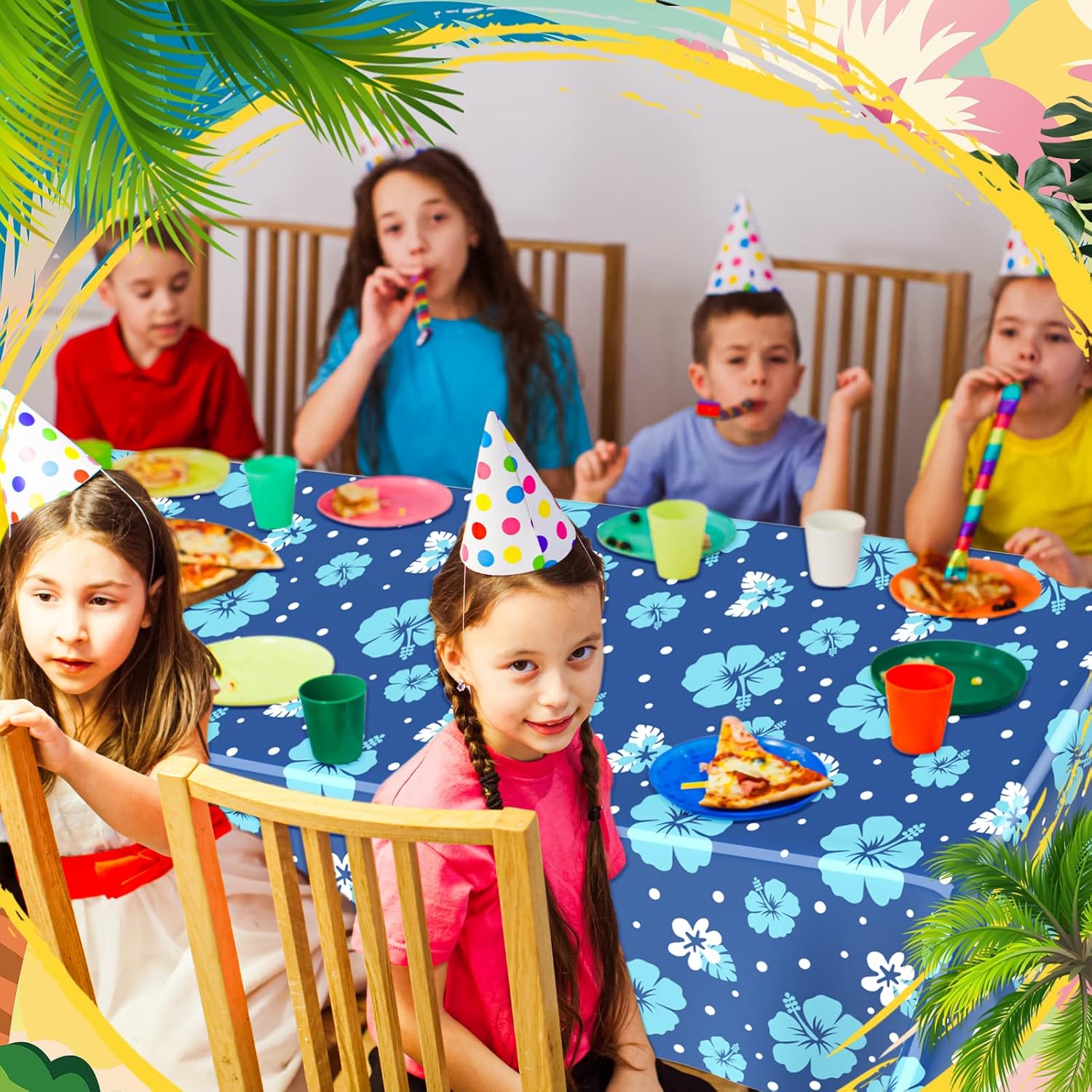 Oudain 3-Pack Blue Alien Cartoon Tablecloths