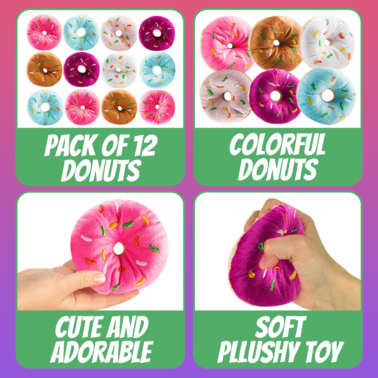 Bedwina Plush Donut Pillow Toys Pack of 12