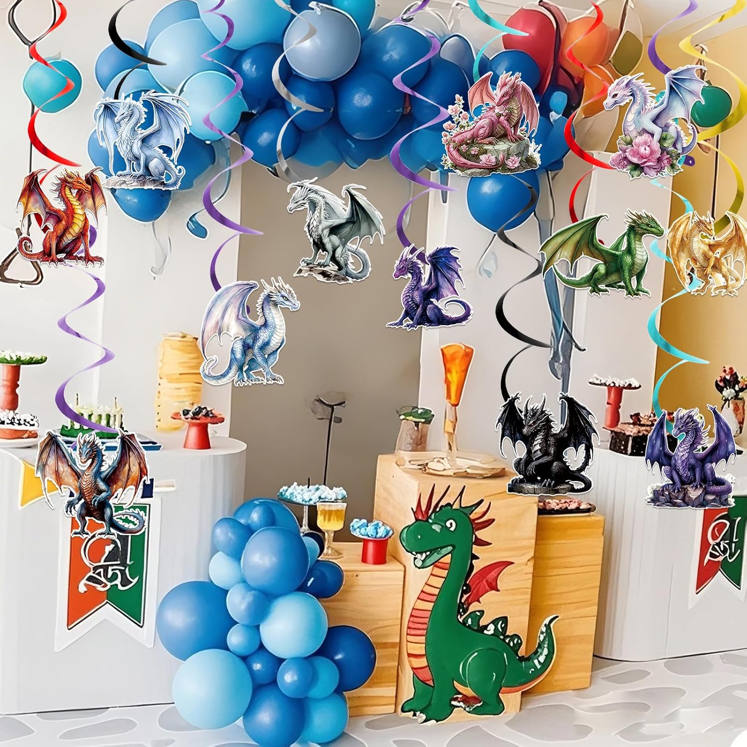 Dragon Birthday Party Decorations 12pcs Hanging Swirls