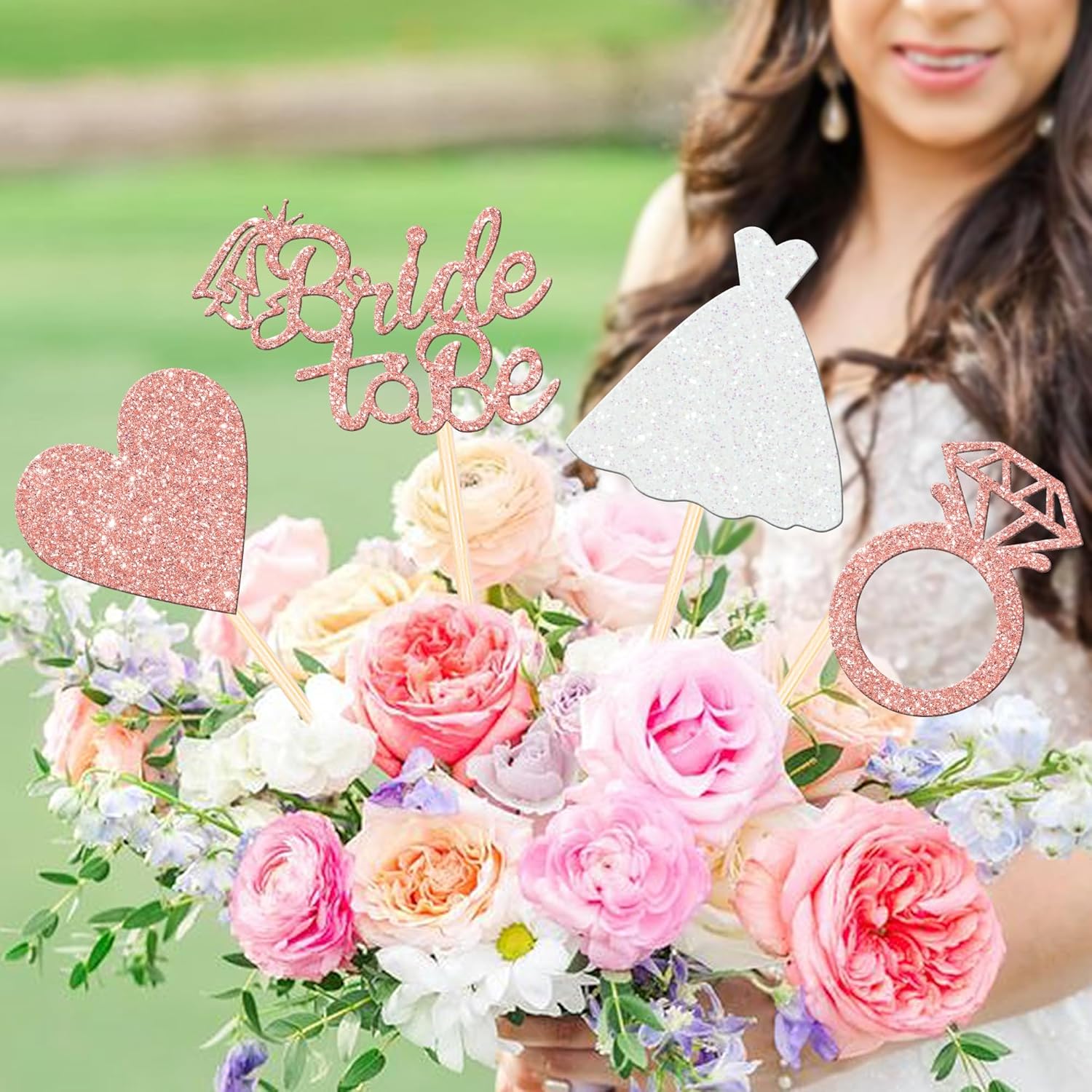 12 PCS Double Sided Glitter Heart Ring Centerpieces for Bridal Shower