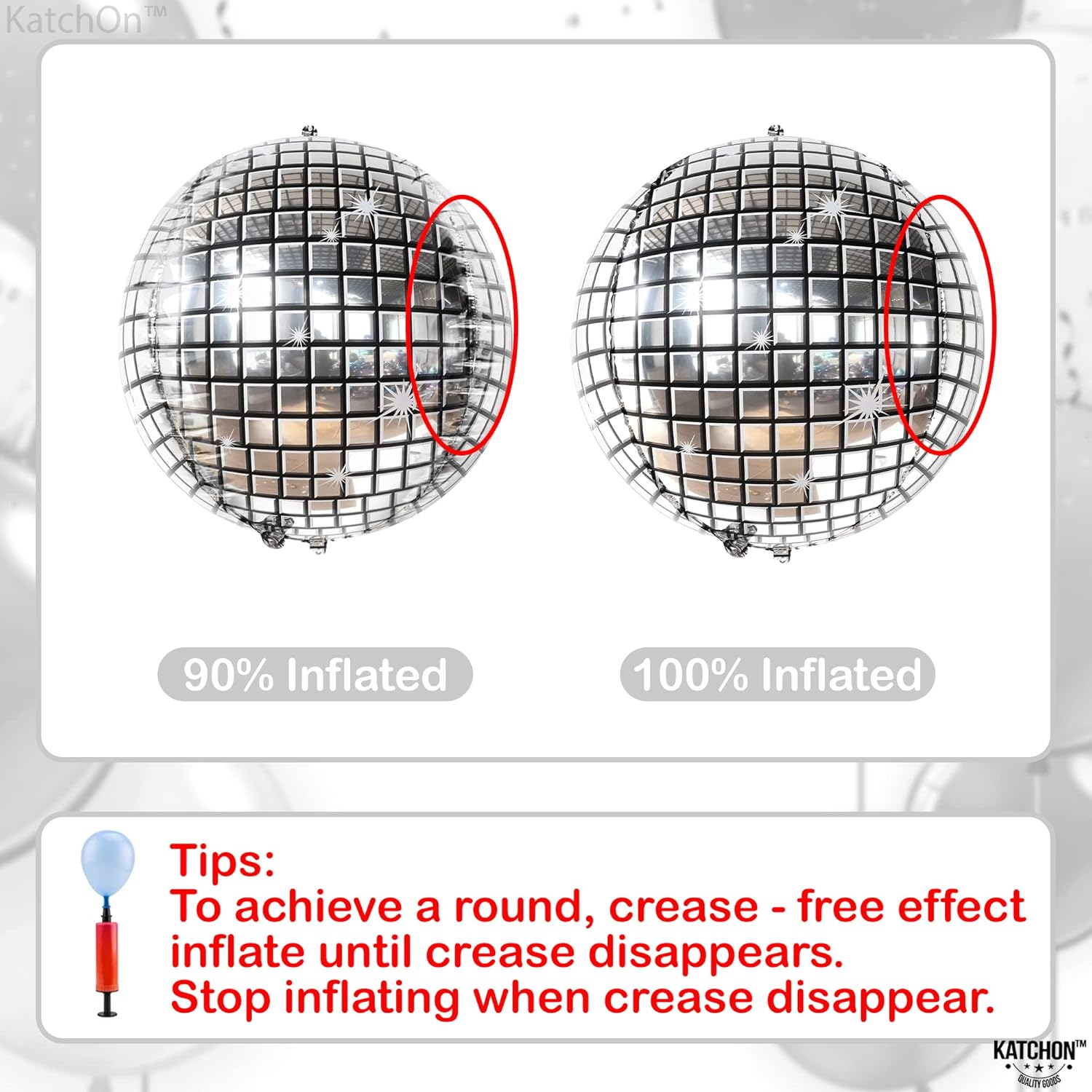 KatchOn Big Silver Disco Ball Balloons 22 Inch Pack of 6