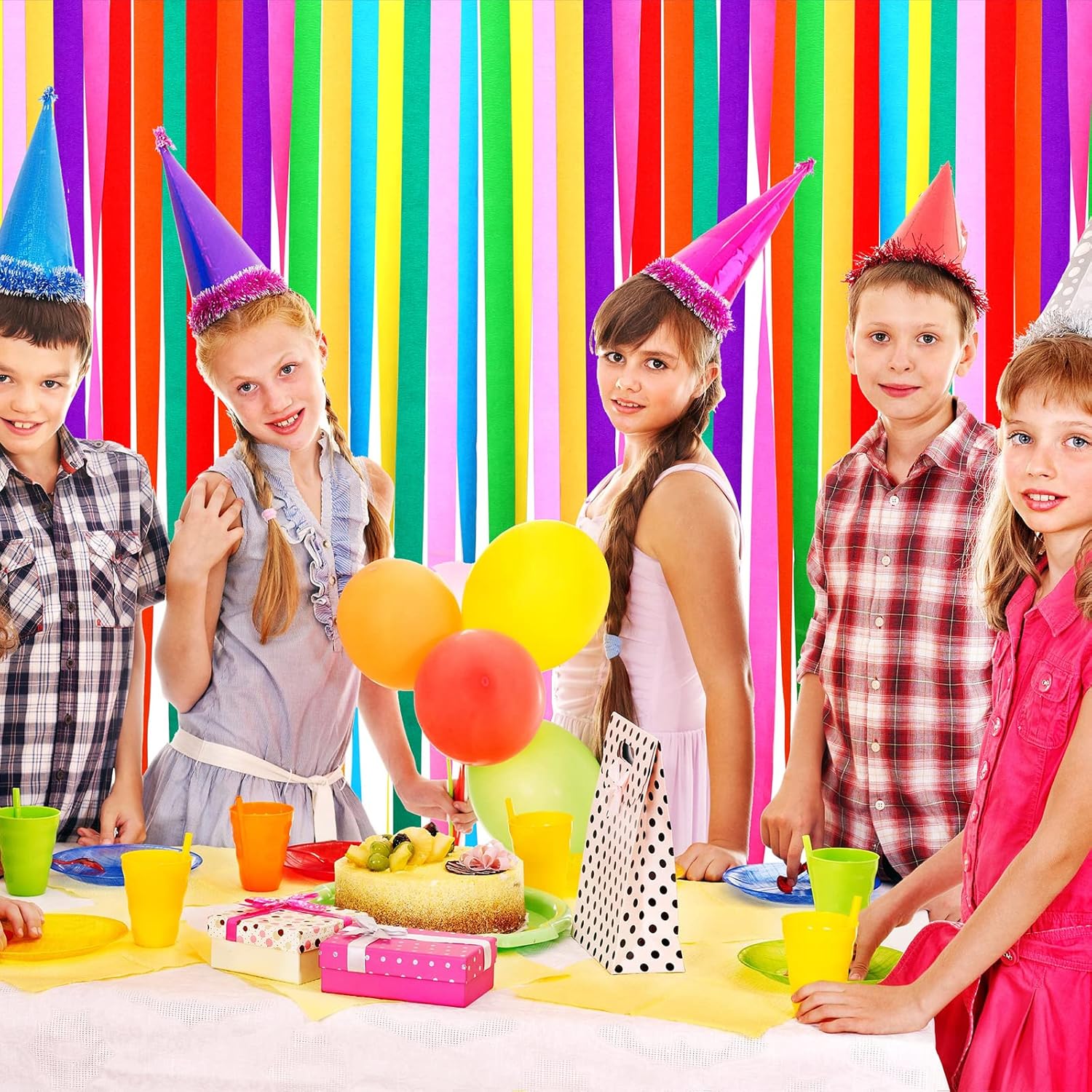 Pasimy 36 Rolls Crepe Paper Streamers Rainbow Decorations