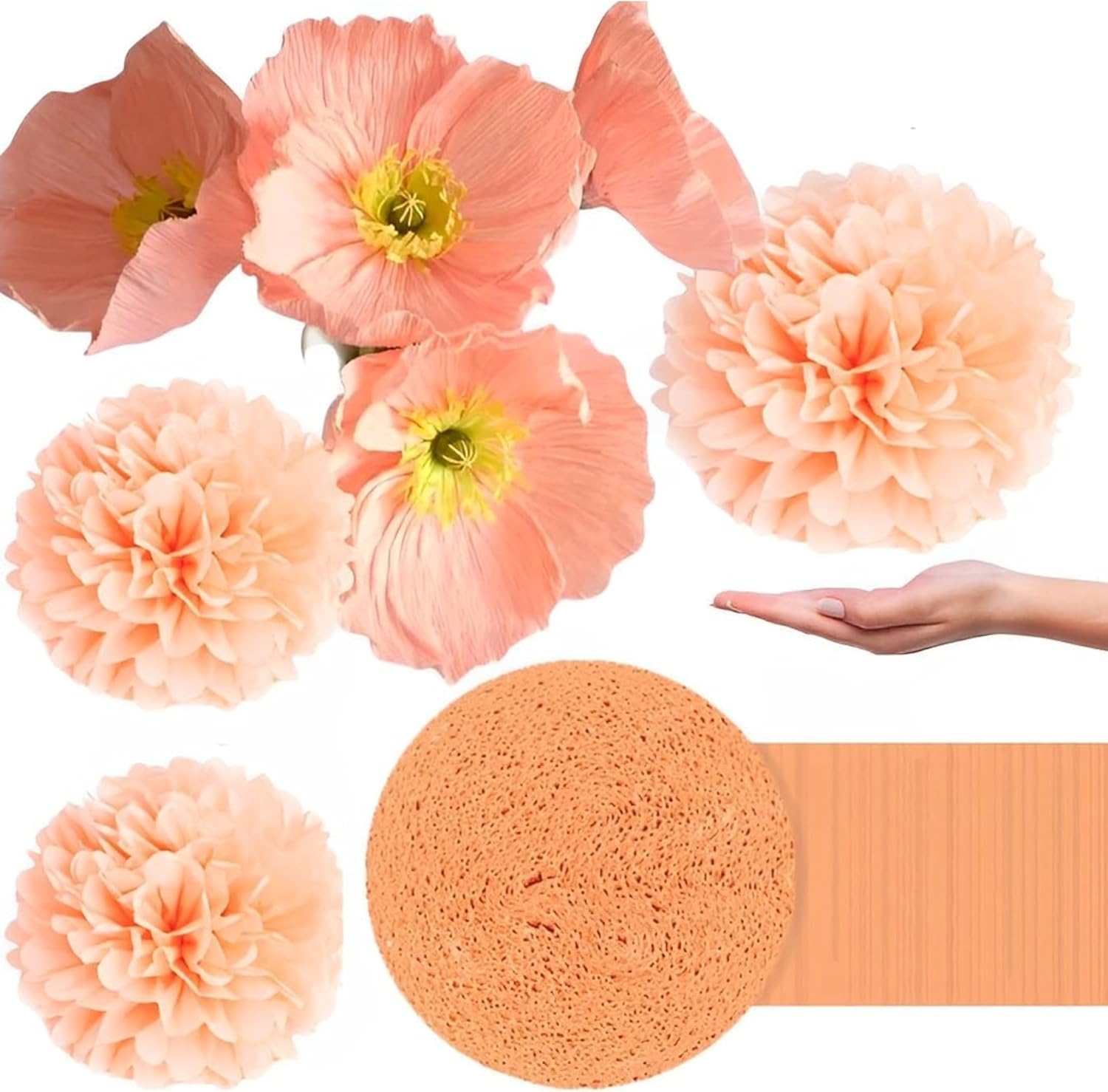 Peach Crepe Paper Roll 81ft Premium Quality for Decor