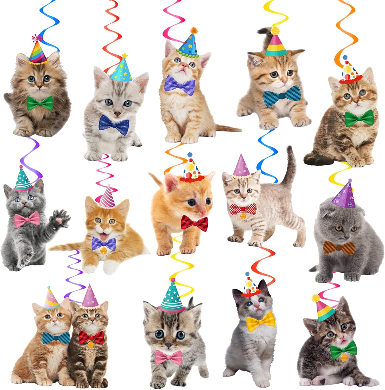 20Pcs Cat Themed Hanging Swirl Decorations