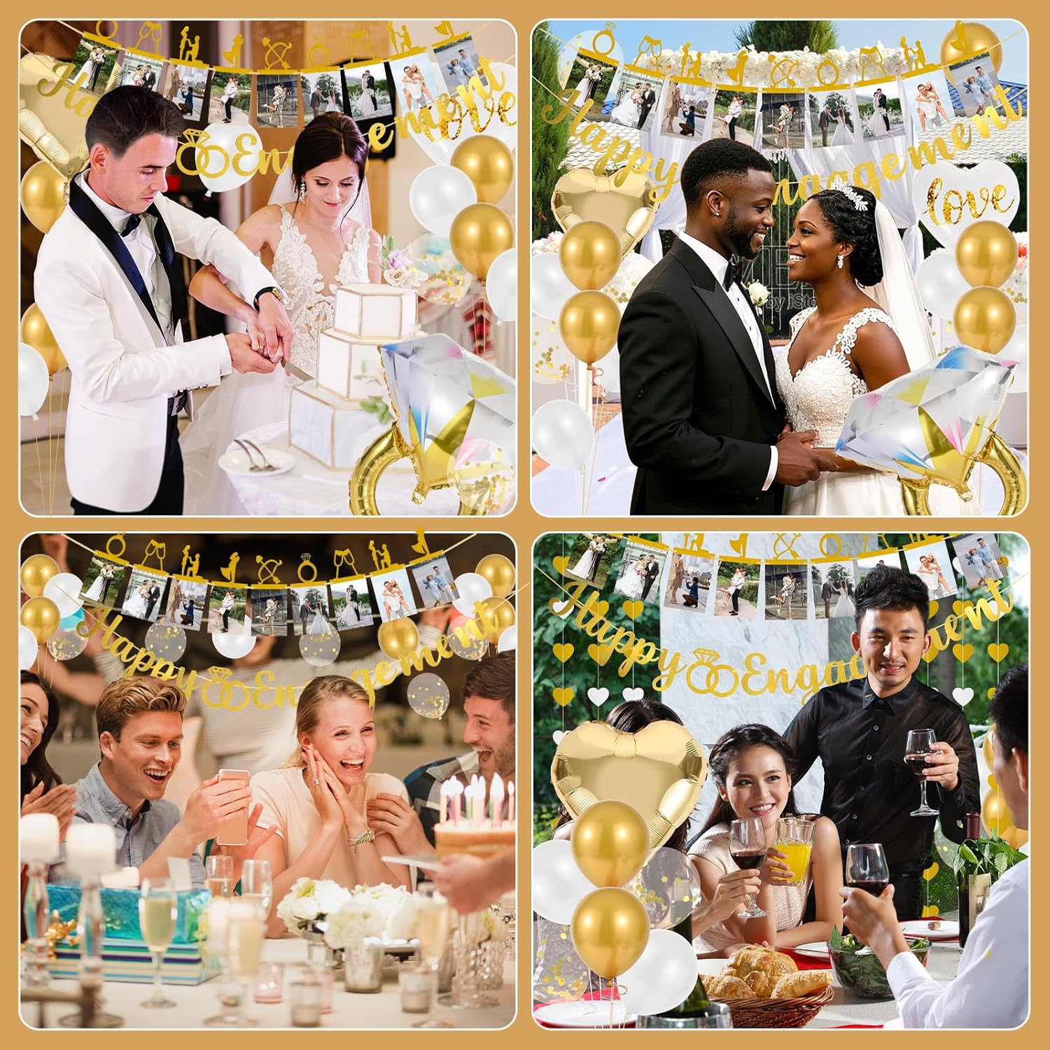 Gold Engagement Congratulations Decor Set
