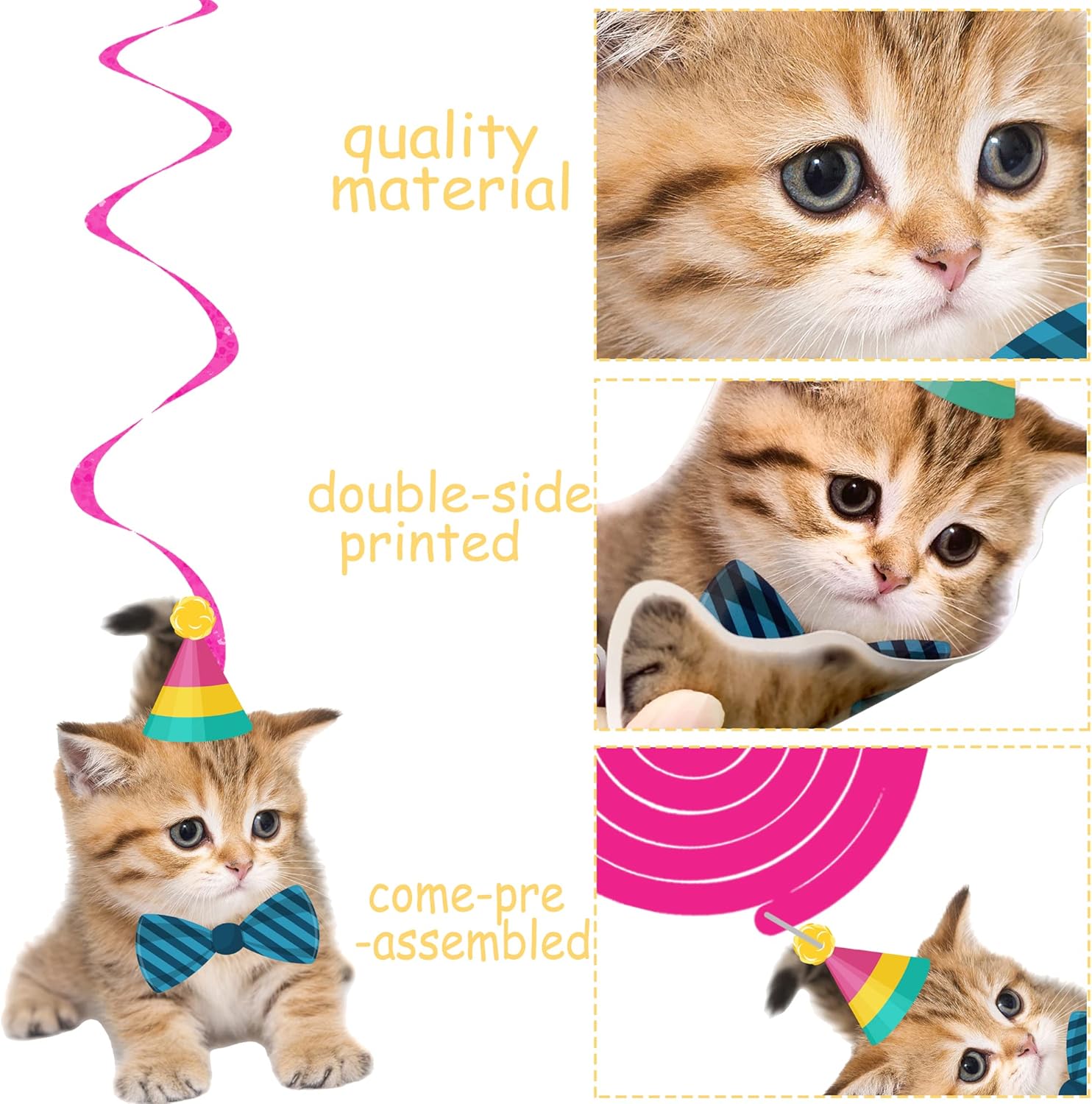 20Pcs Cat Themed Hanging Swirl Decorations