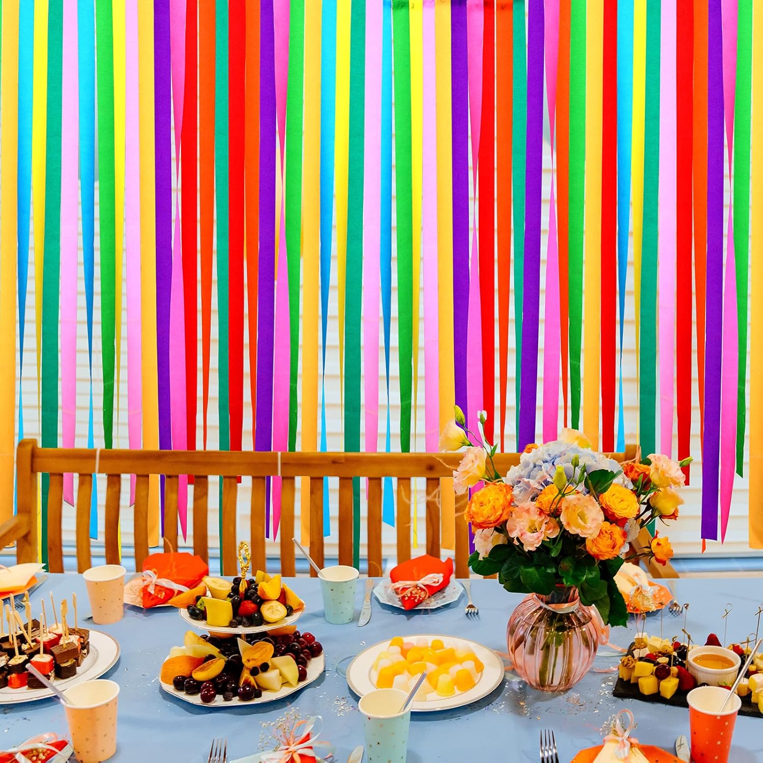 Pasimy 36 Rolls Crepe Paper Streamers Rainbow Decorations