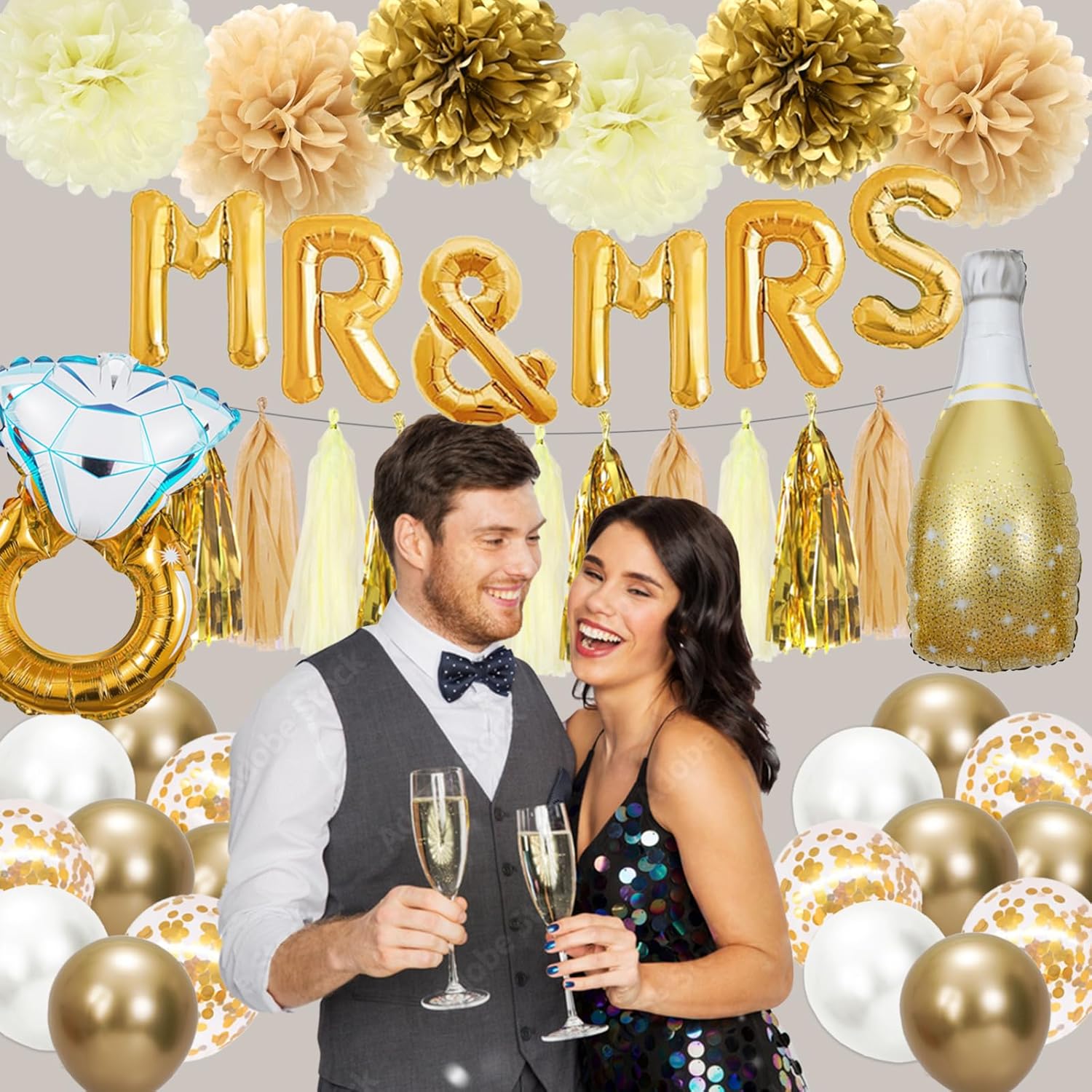 Gold Engagement Party Decorations Set