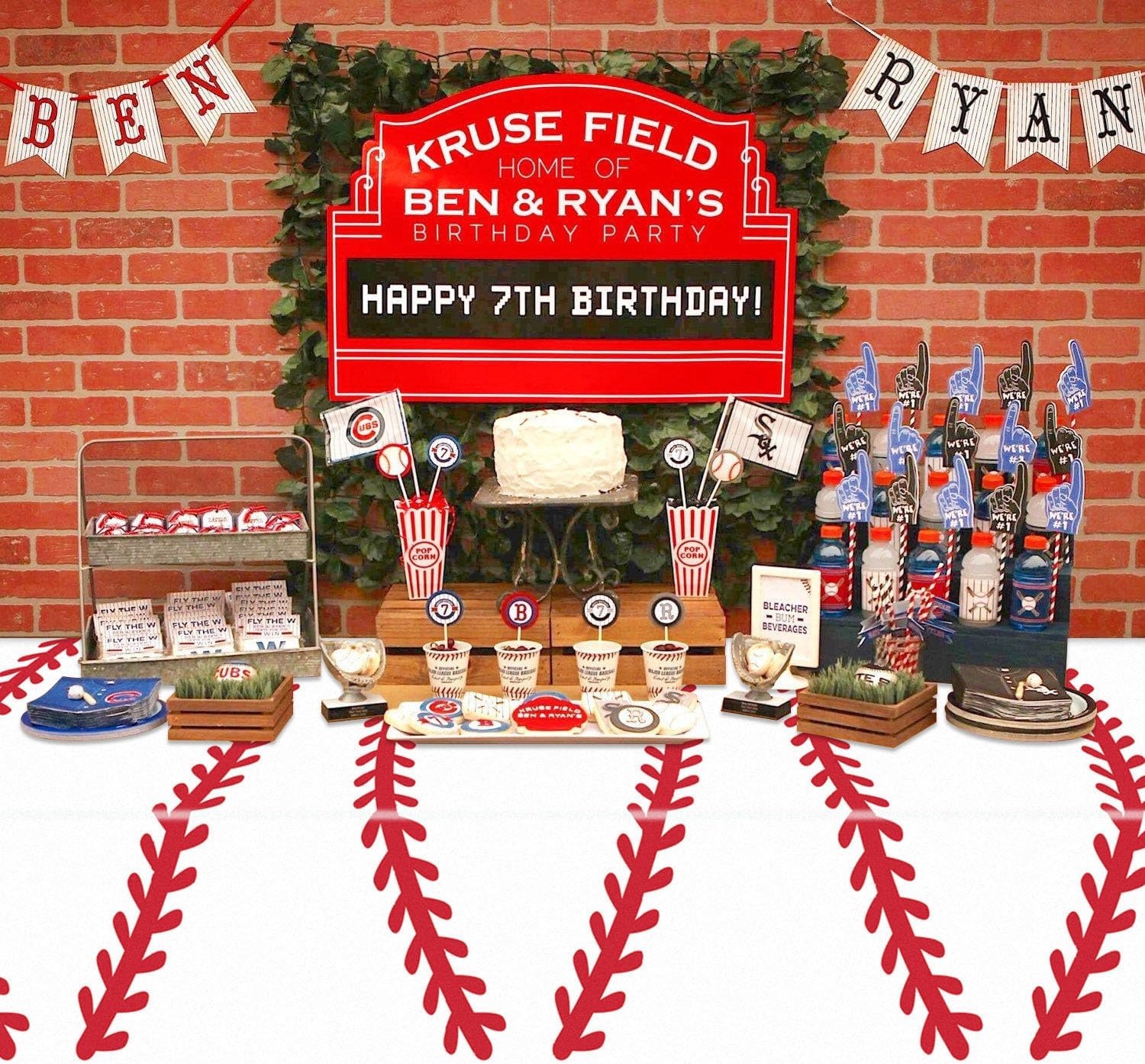 4 Pack Baseball Tablecloths - Rectangular Sports Party Covers for Kids