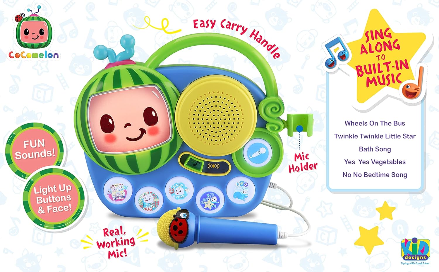 eKids Cocomelon Singalong Boombox with Microphone and Built-in Music