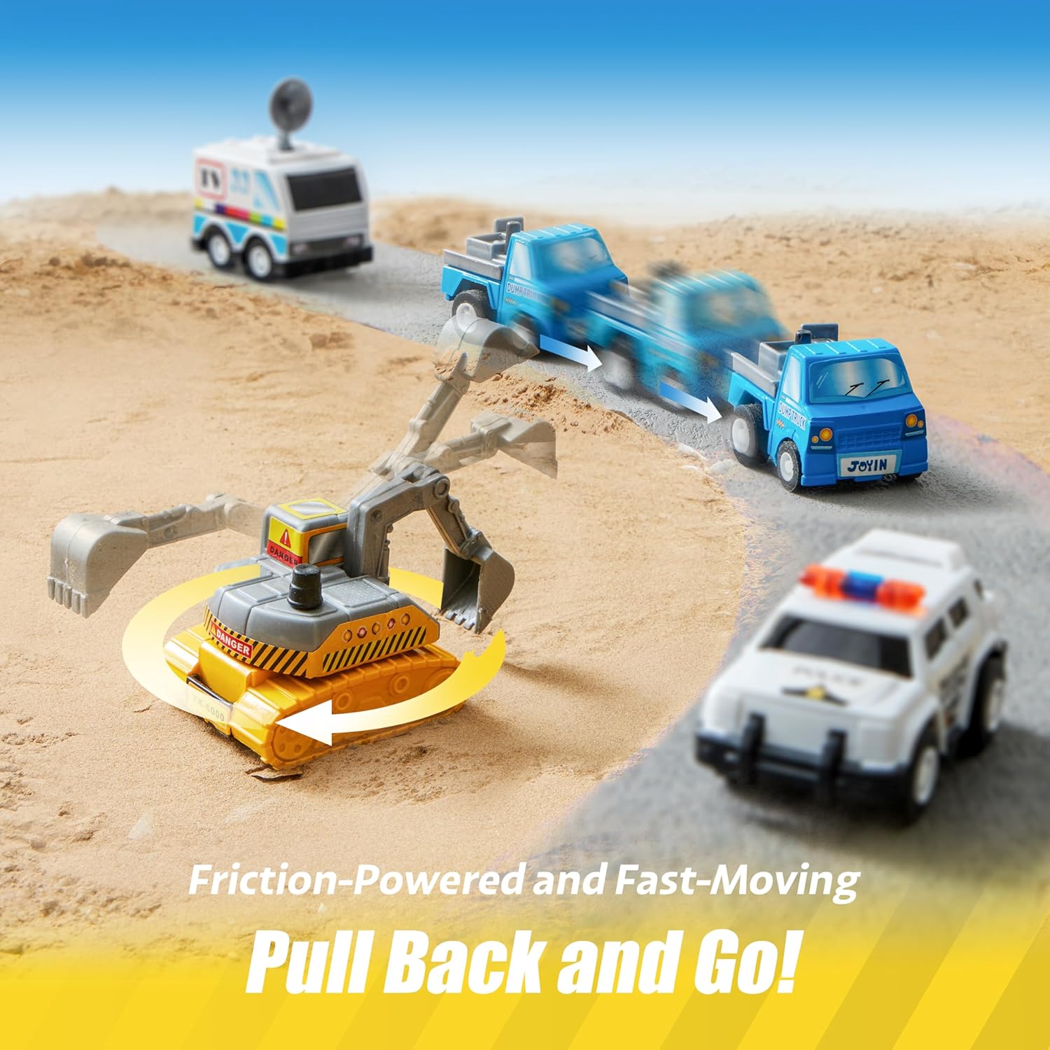 JOYIN 18 Pcs Friction Powered Toy Vehicles Set