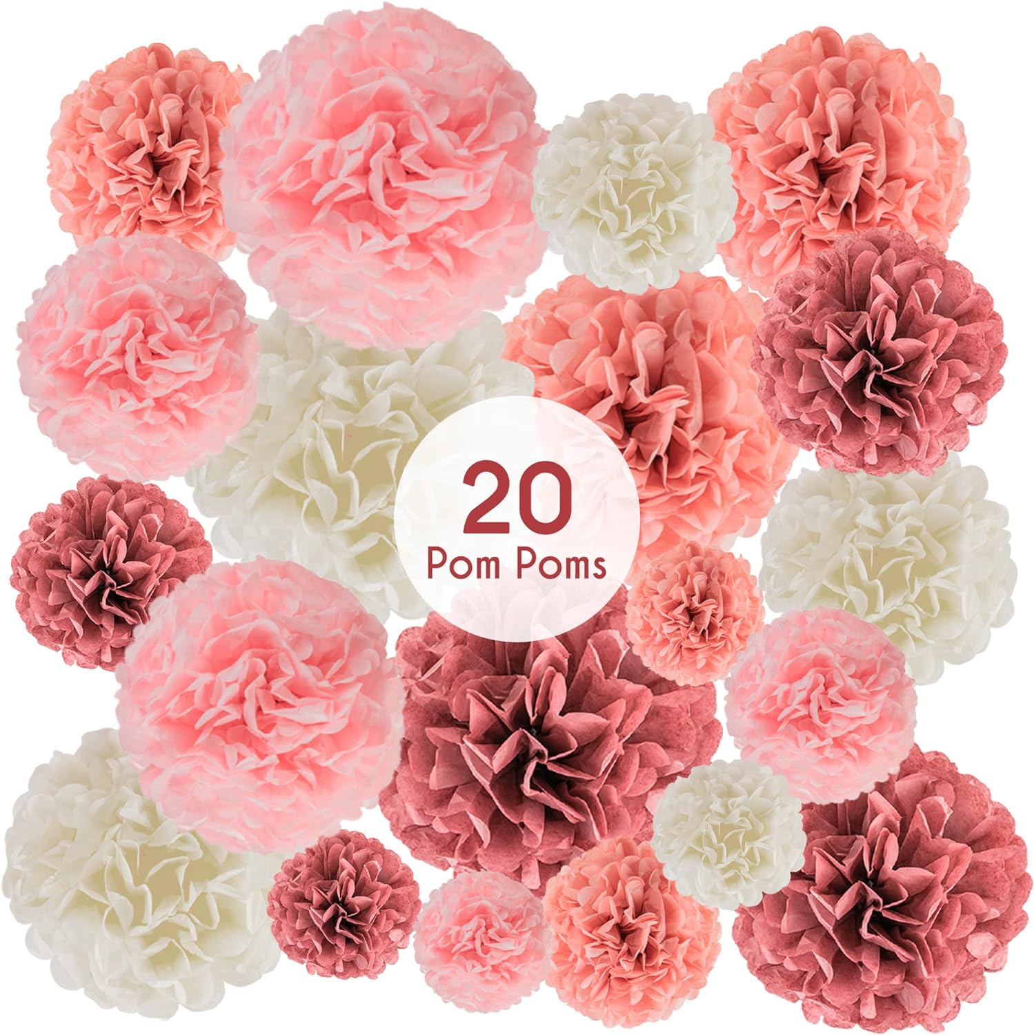 EpiqueOne 20 Piece Tissue Paper Pom Poms