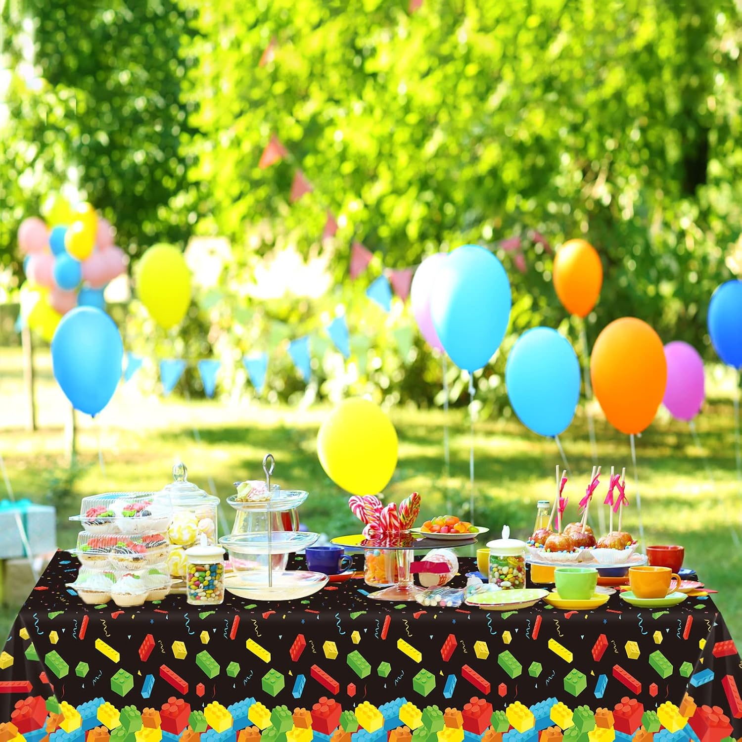 Chiazllta 3 Pcs Building Blocks Tablecloth Set