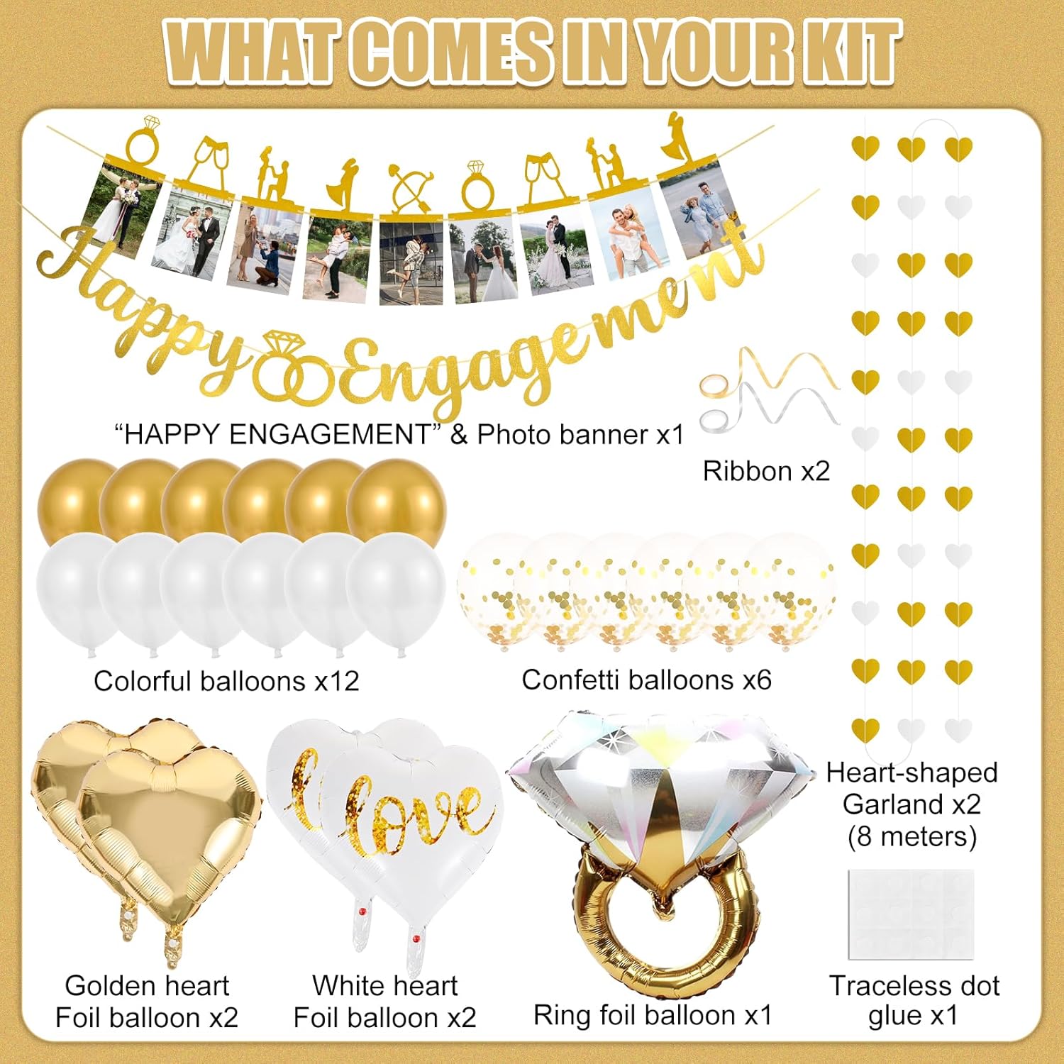 Gold Engagement Congratulations Decor Set