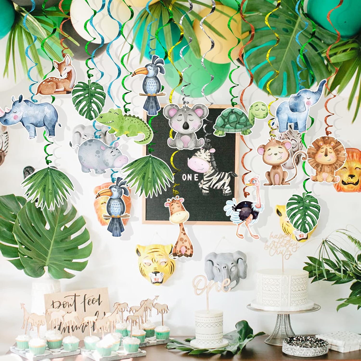 Jungle Animal Foil Ceiling Streamers 30 Pack Party Decor