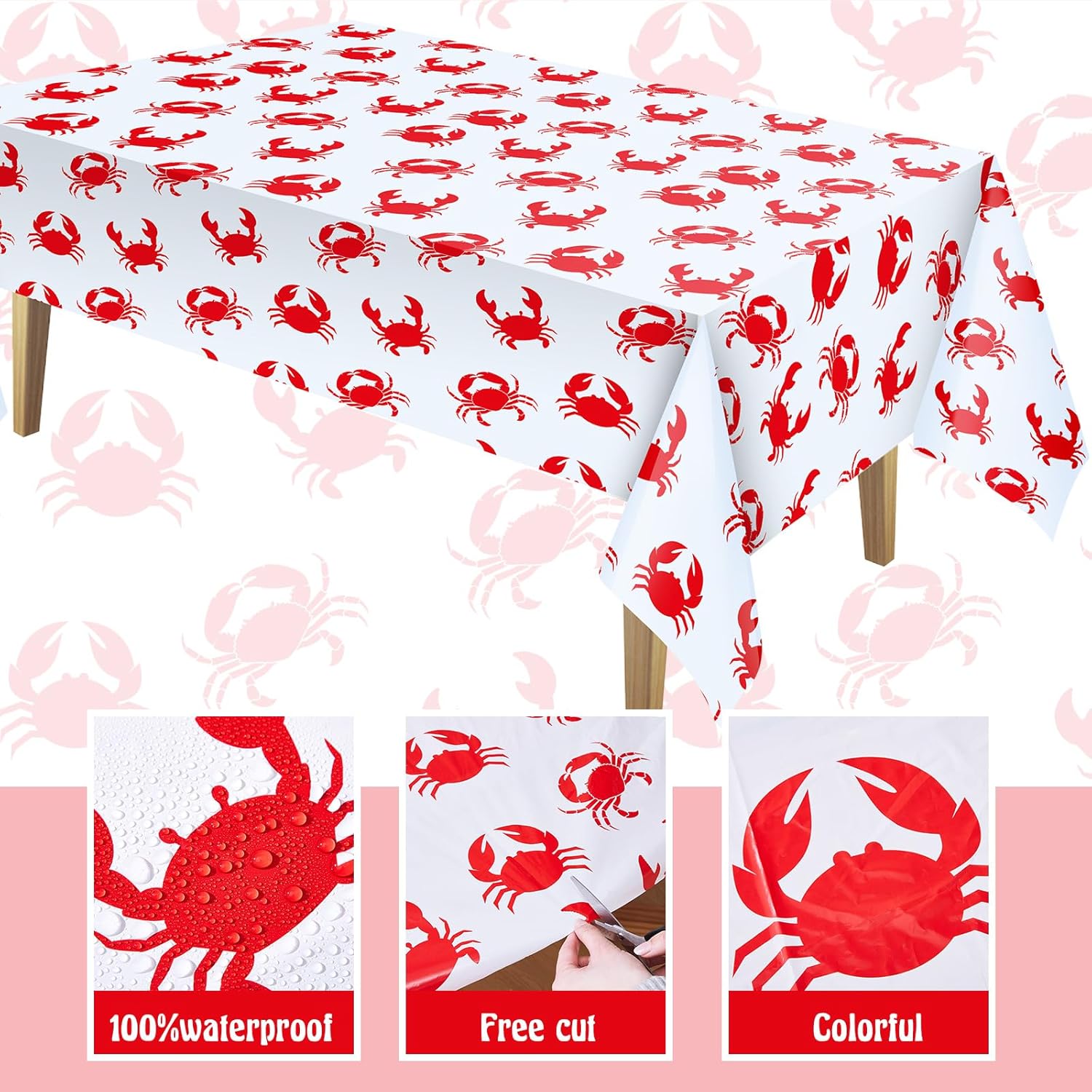 Juexica 2 Pcs 54 x 108 Inch Crab Tablecloth for Parties