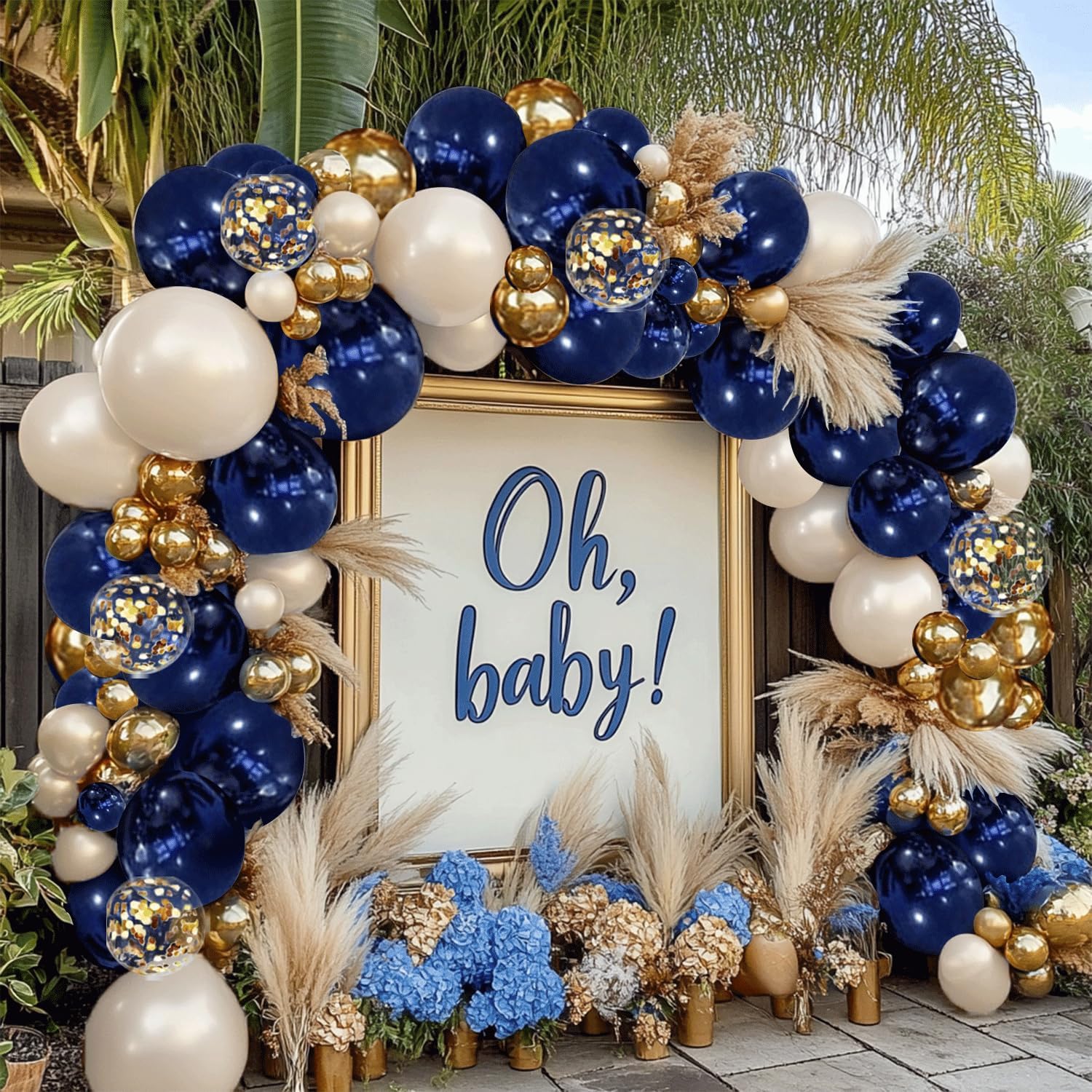 Navy Blue Gold Balloon Garland Arch Kit for Parties