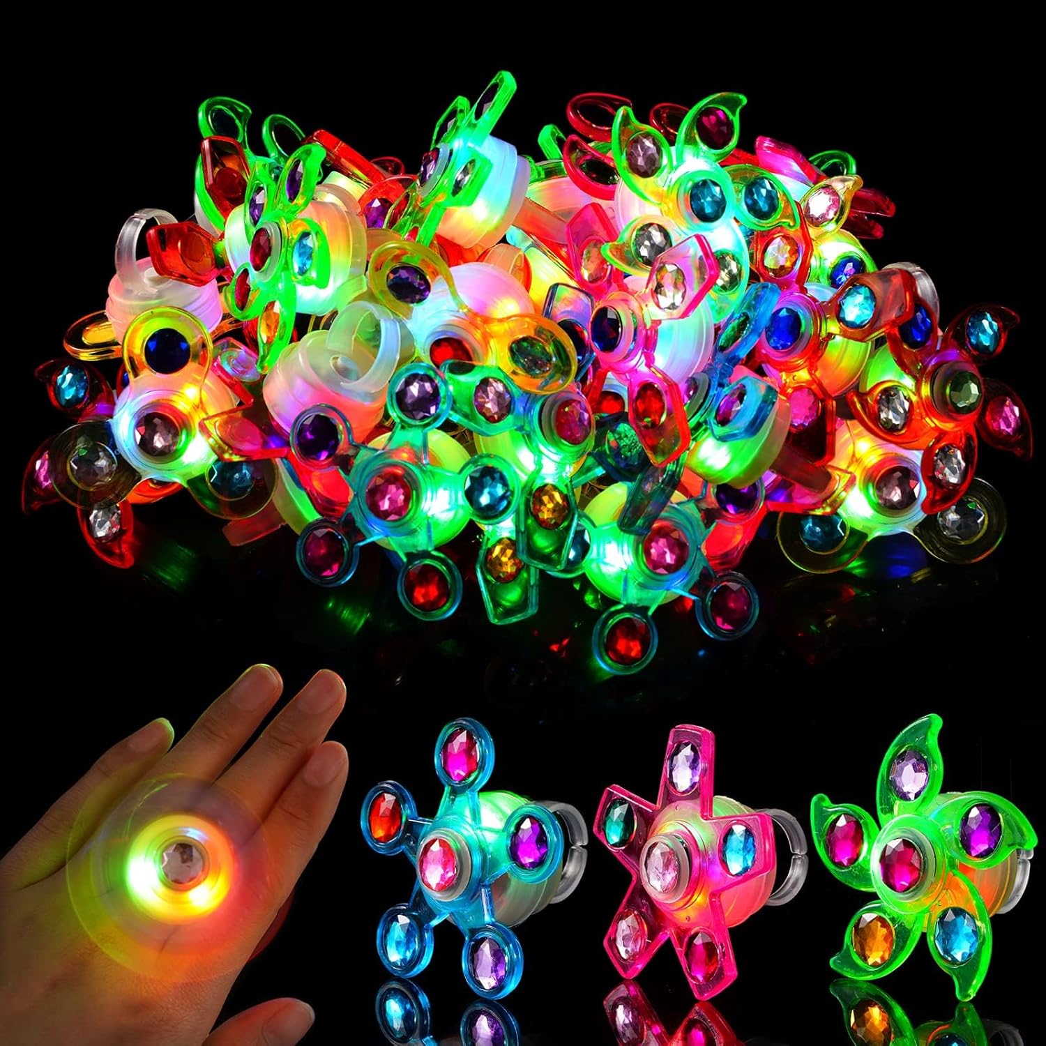 24 Pack Light Up Fidget Rings for Kids Halloween Party Favors