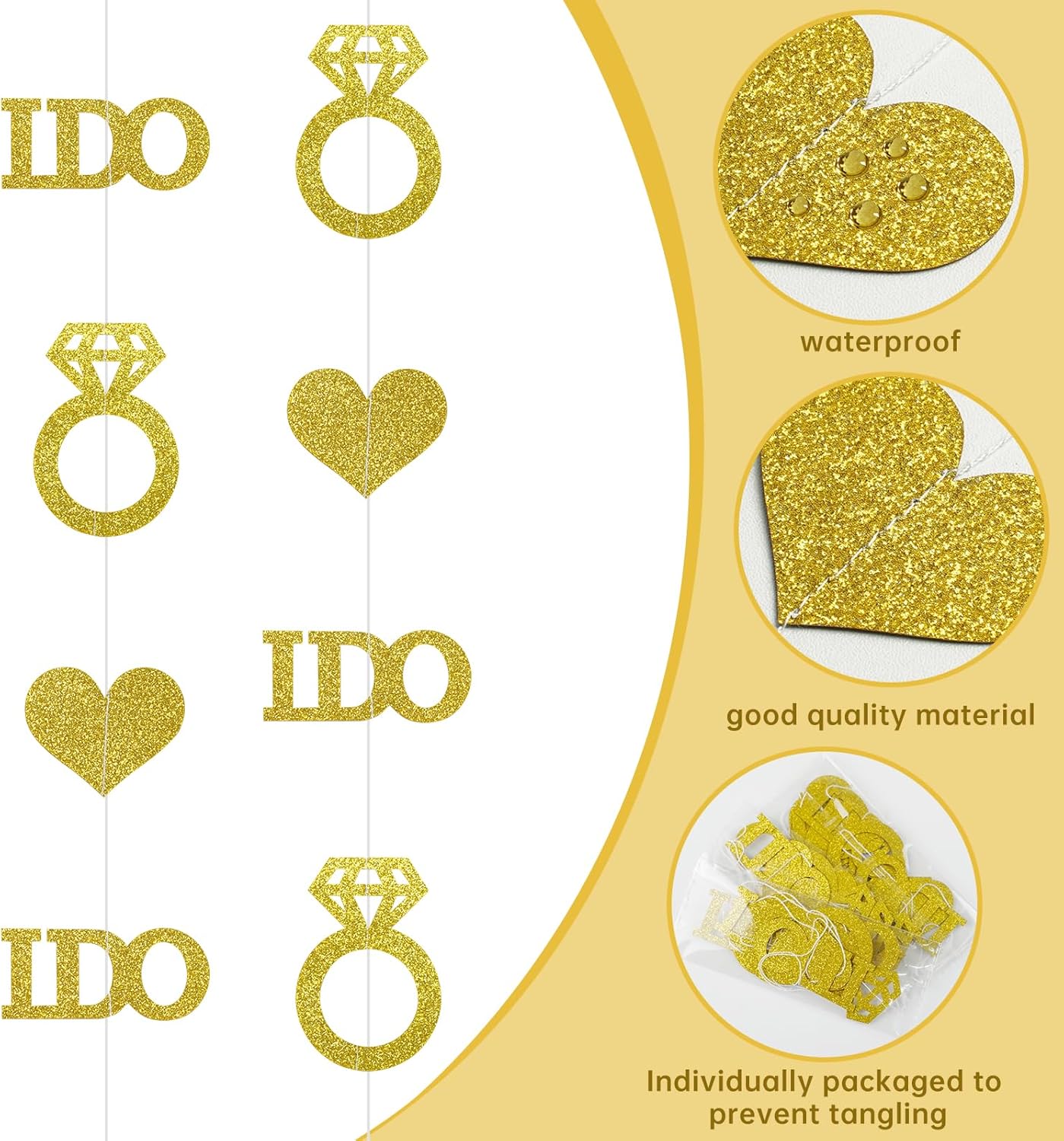 Gold Wedding Engagement Party Decorations Banner Streamers