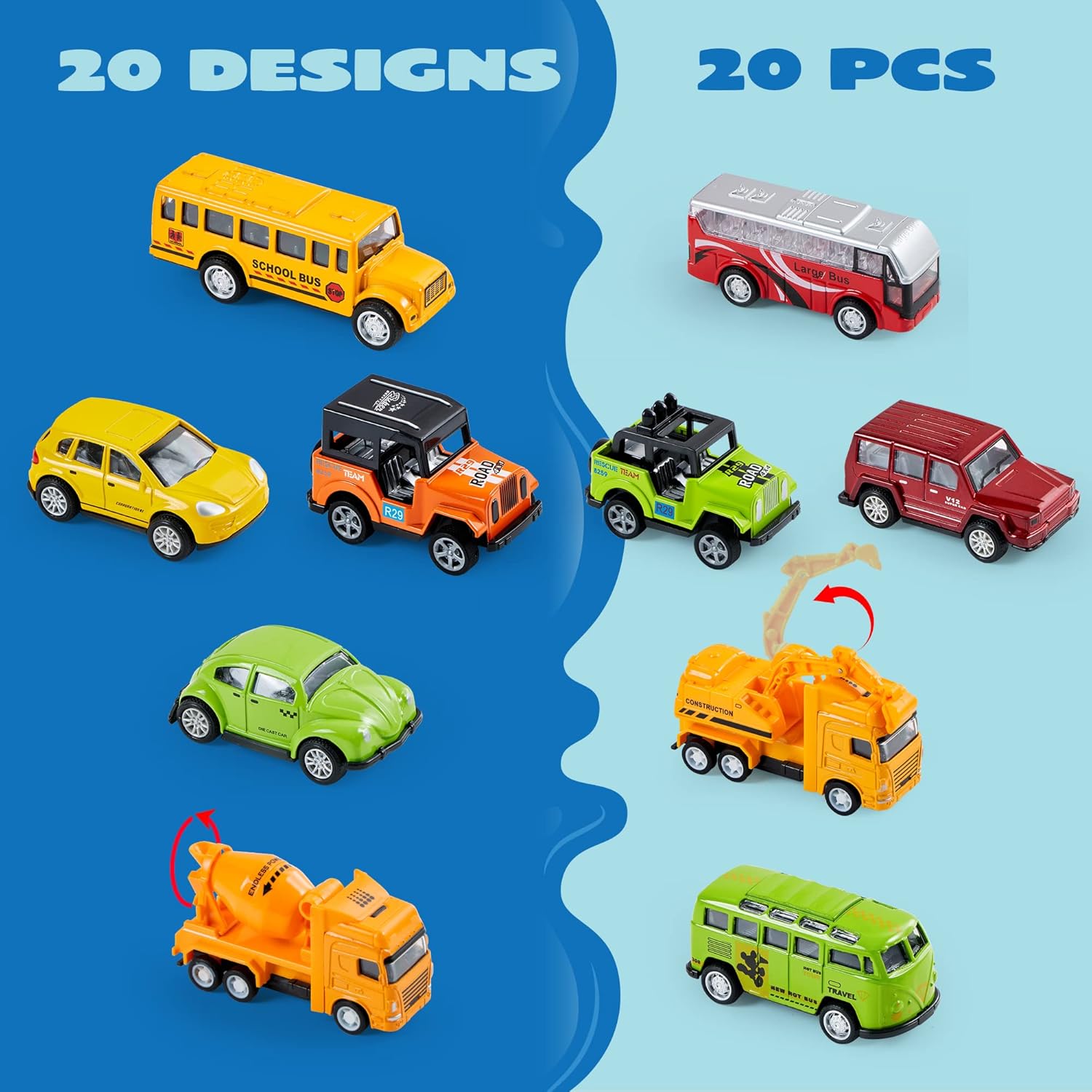JOYIN 20PCS Die Cast Pull Back Cars Toy Set