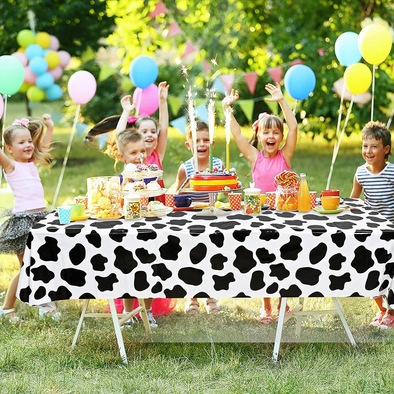 2 Pcs Cow Print Tablecloth for Farm Party Supplies