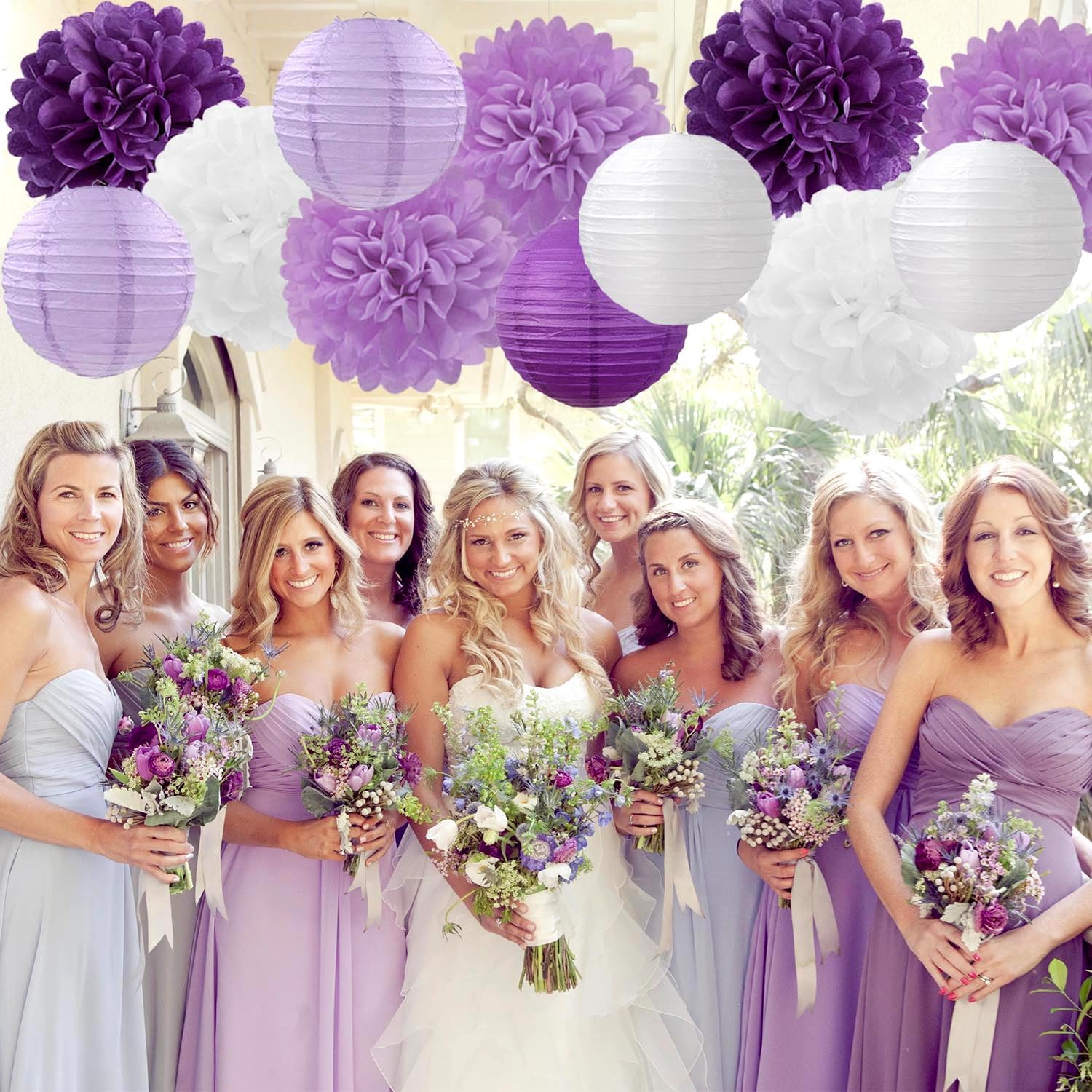 Purple White Lavender Decorations 15PCS Party Kit