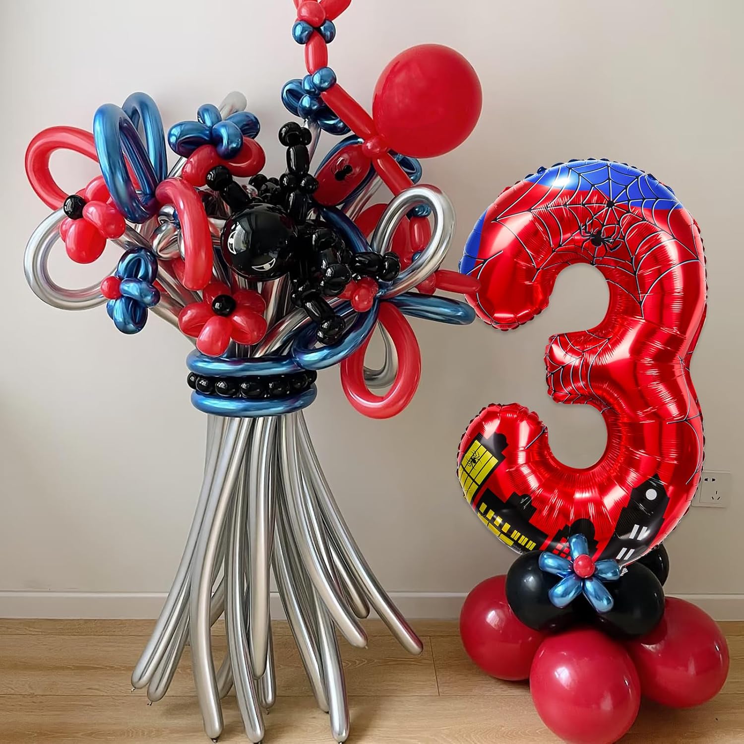 40 Inch Spider Theme Number Foil Balloons