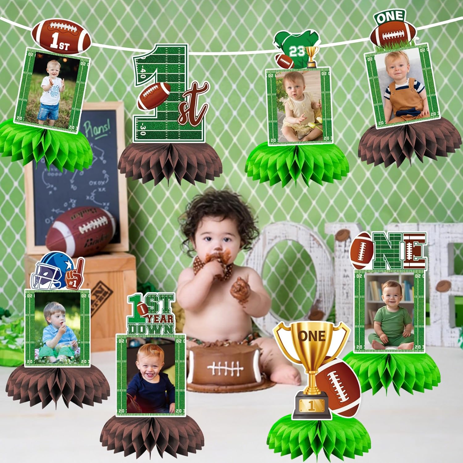 First Year Down Football Honeycomb Centerpieces