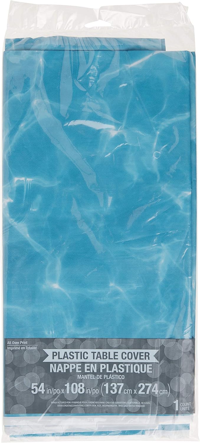 Creative Converting 329657 Plain Water Print Plastic Tablecloth 1