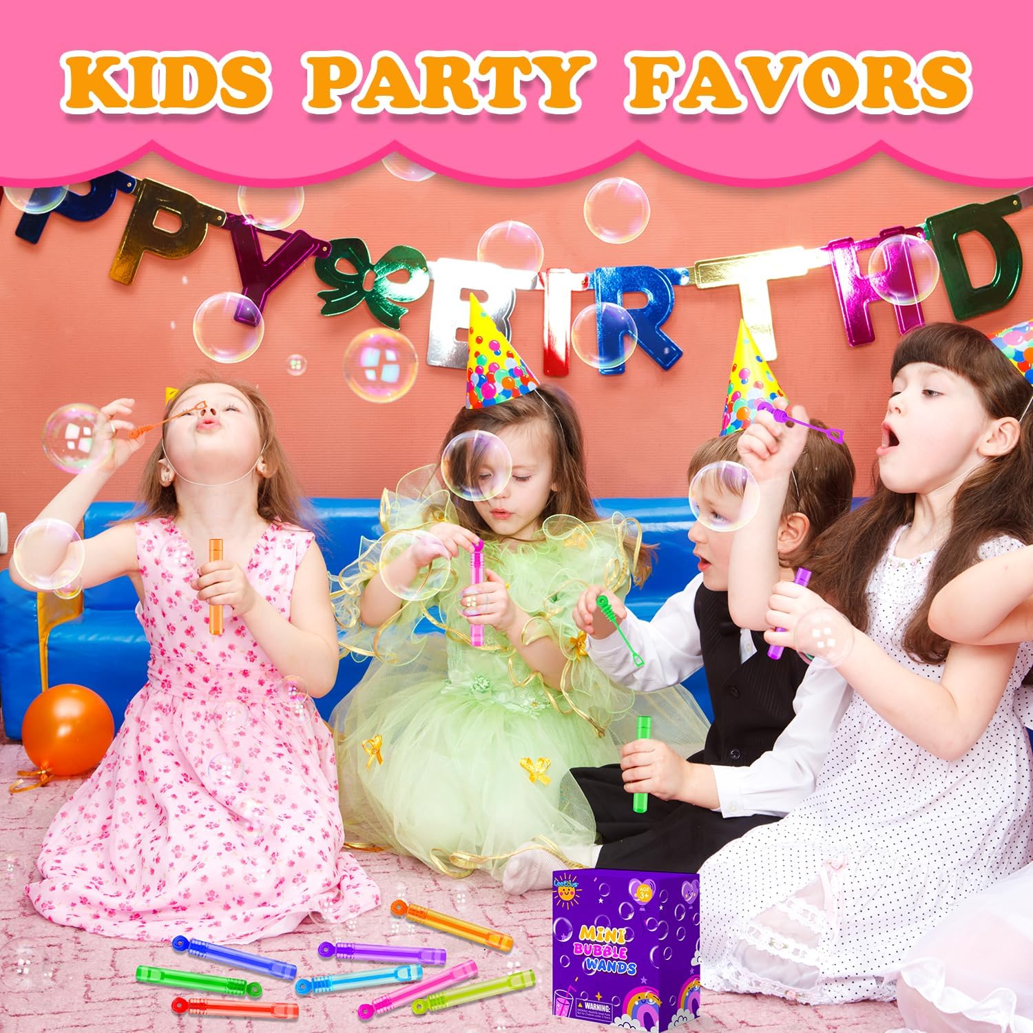 Party Goodie Bag Stuffer Fillers 32-Pack Bubble Wand Toys for Kids