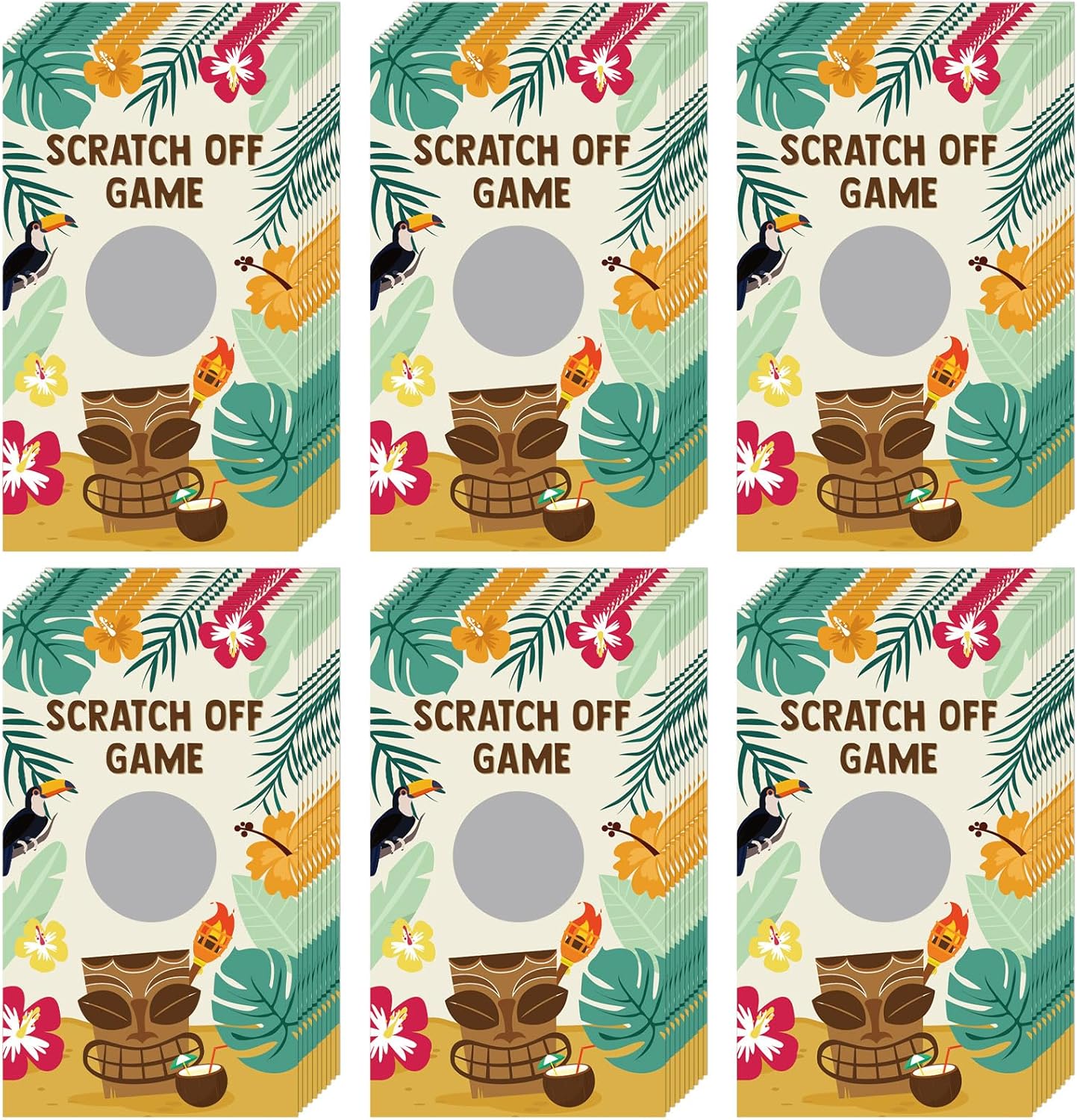 60 Piece Summer Scratch Off Cards for Luau Party Games
