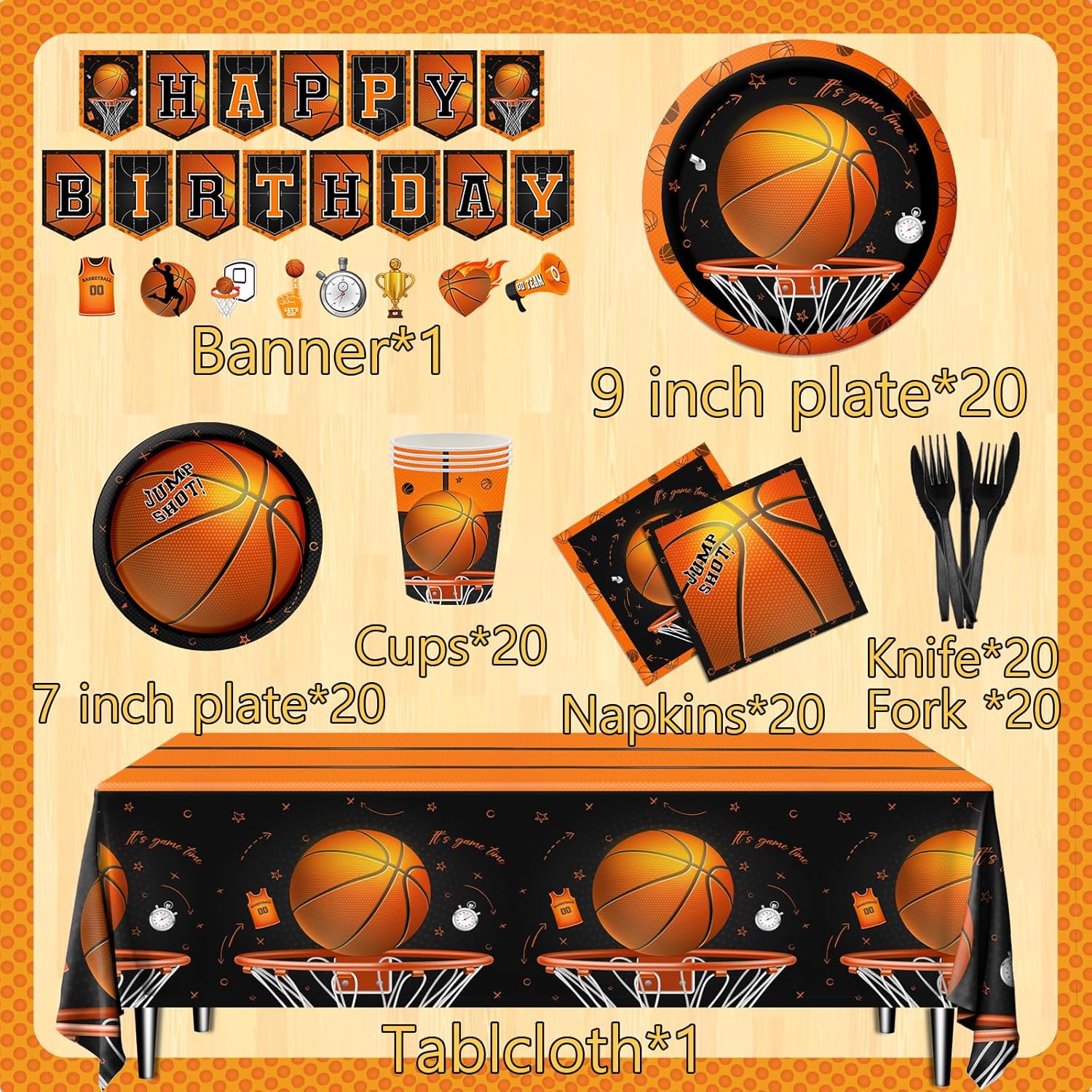 142Pcs Basketball Party Decorations Set
