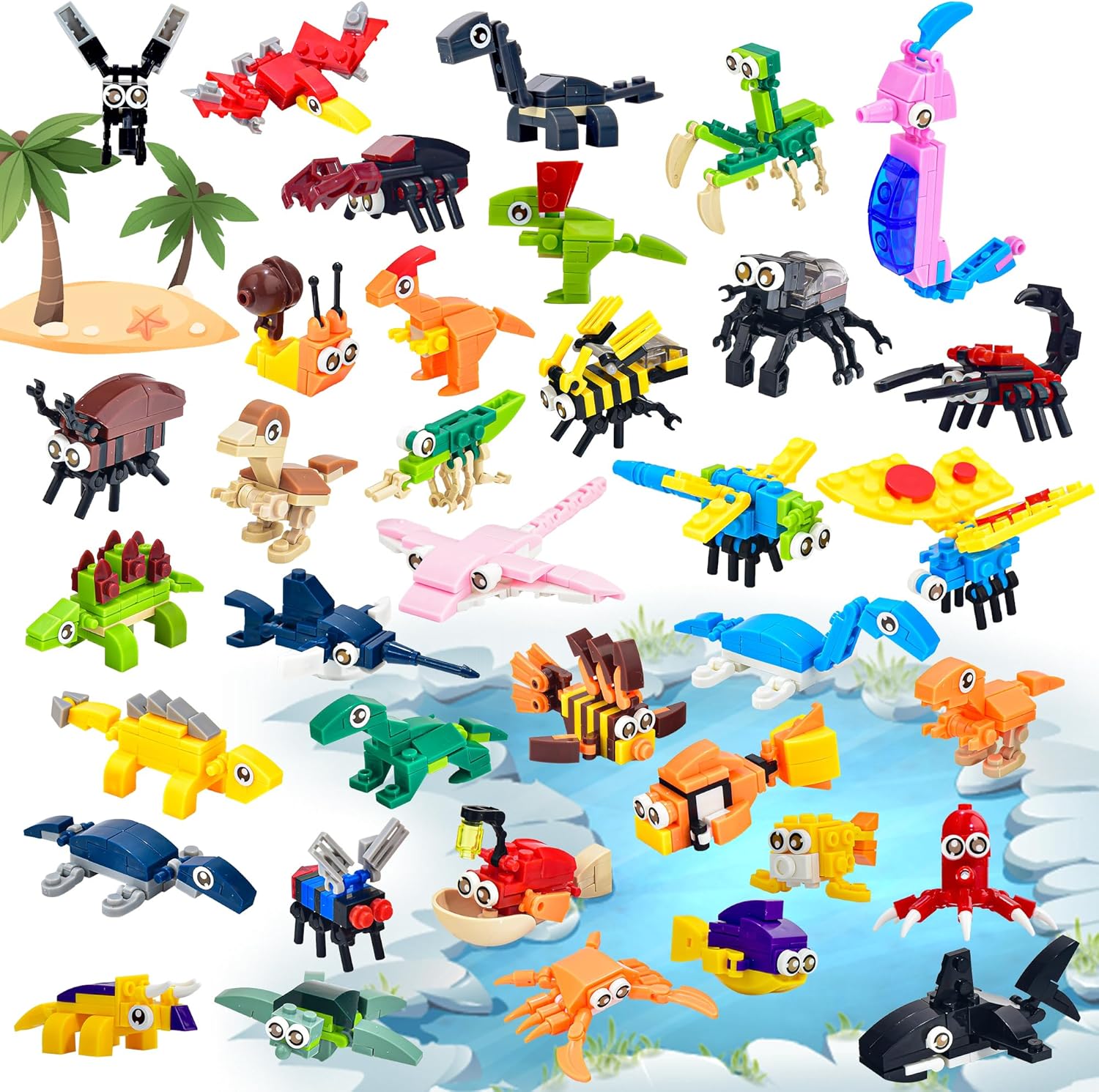 CASRRA 36 Packs Mini Building Blocks for Kids 4-8