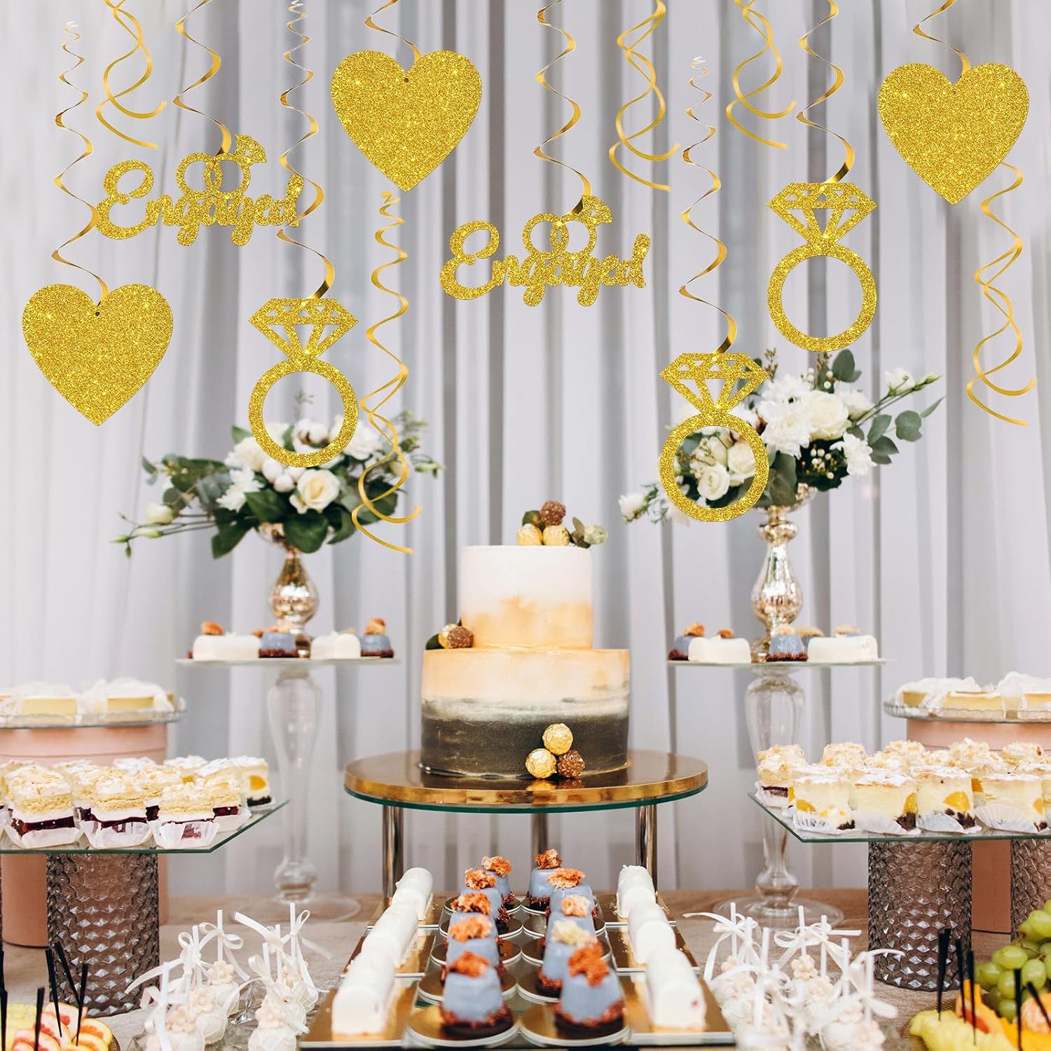 Maicaiffe Were Engaged Hanging Swirl Decorations 14 Pcs