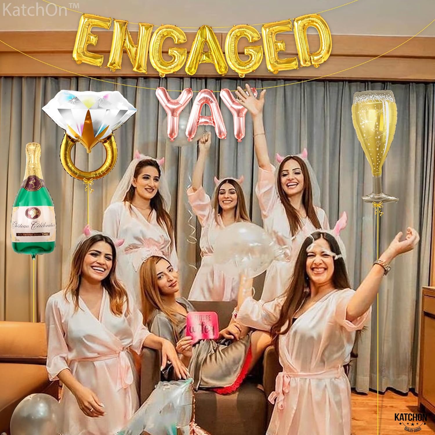 KatchOn Yay Engaged Balloons Set - 37 Inch Pack of 13