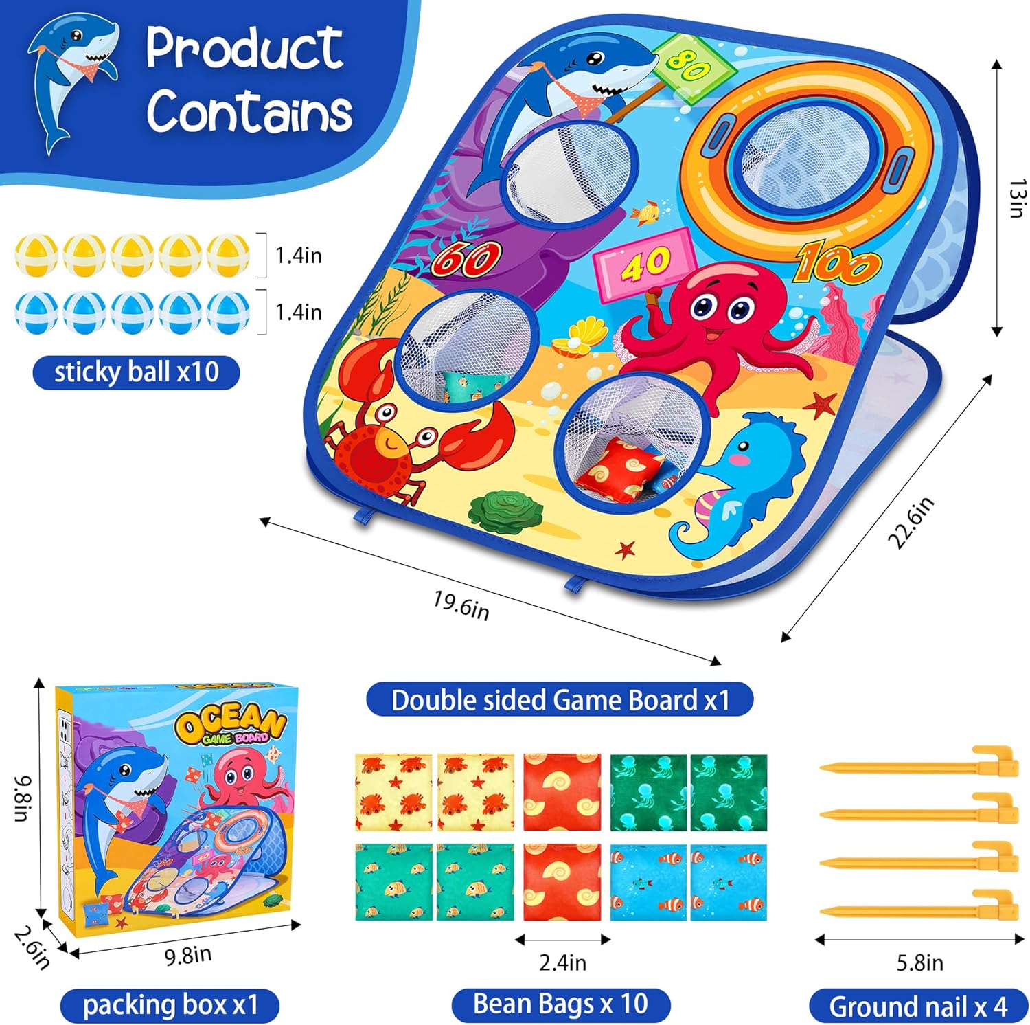 Animal Bean Bag Toss Game Set Outdoor Family Party Toy
