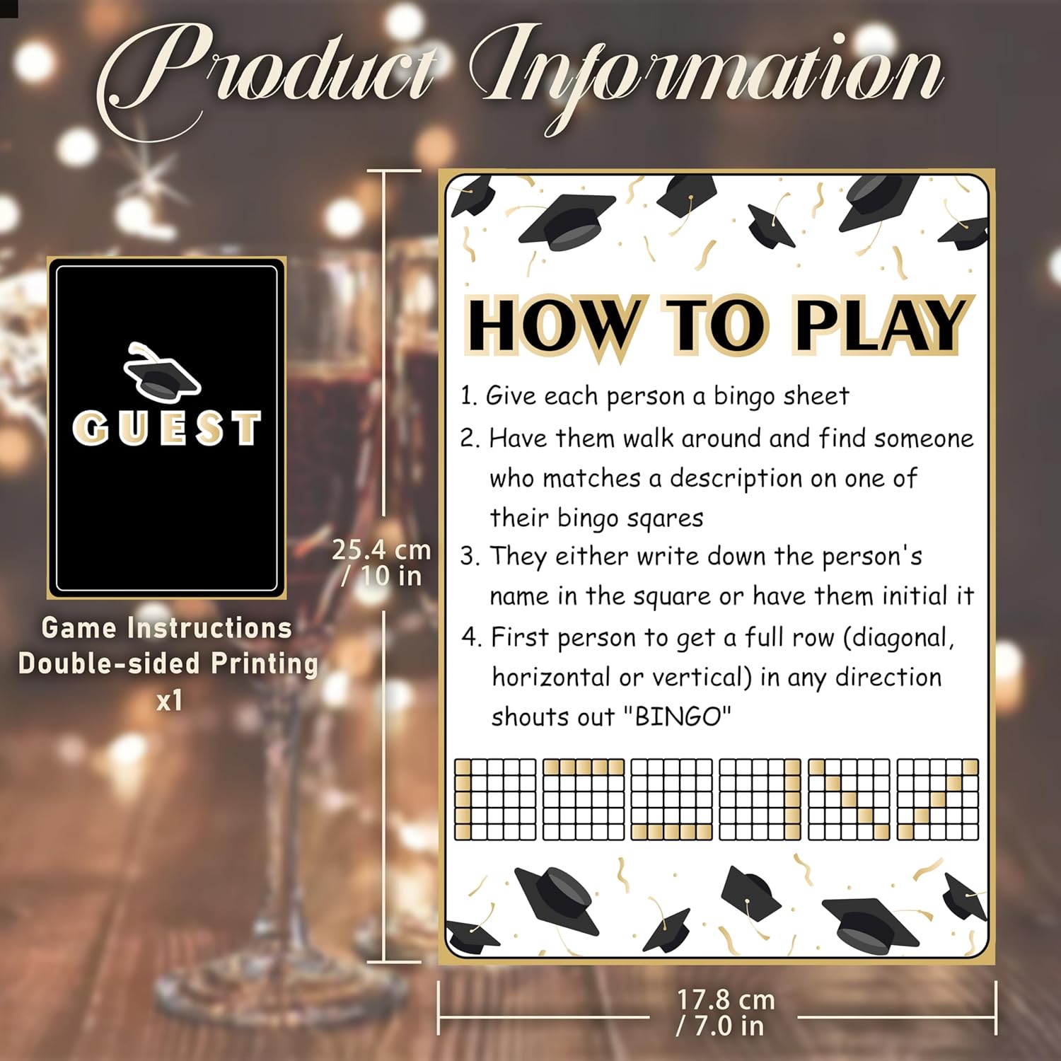 Partico Graduation Bingo Cards for 24 Players