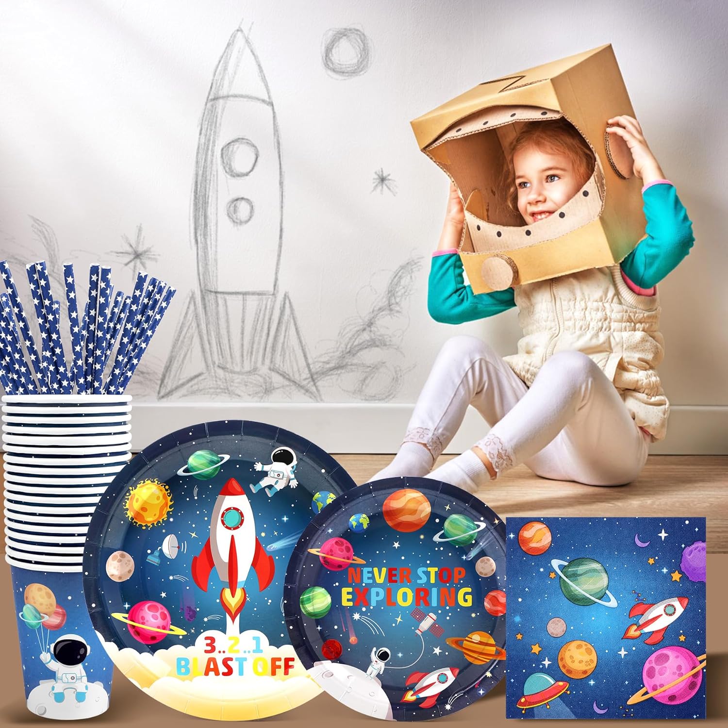 Space Birthday Party Supplies Decorations for 24 Guests