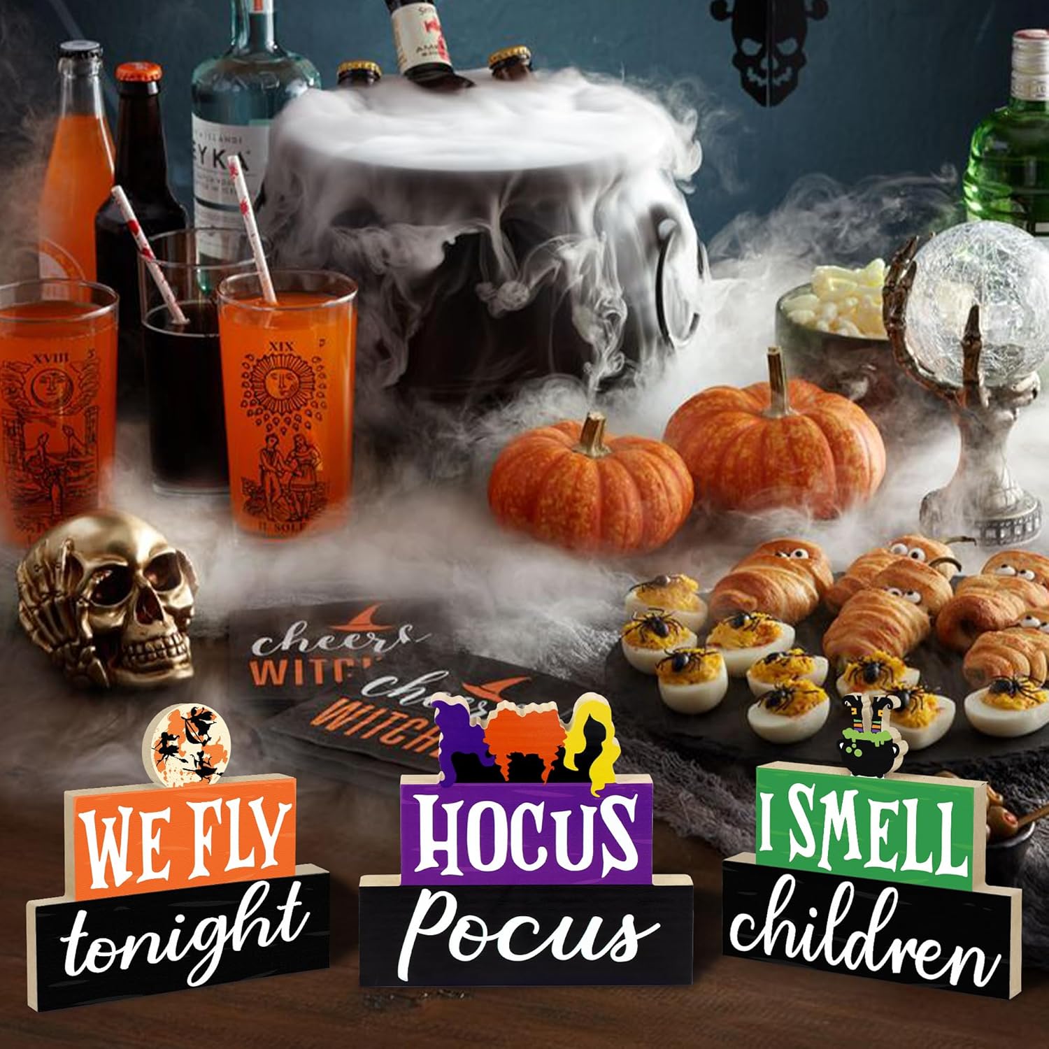 Halloween Wooden Signs 3PCS Table Decorations