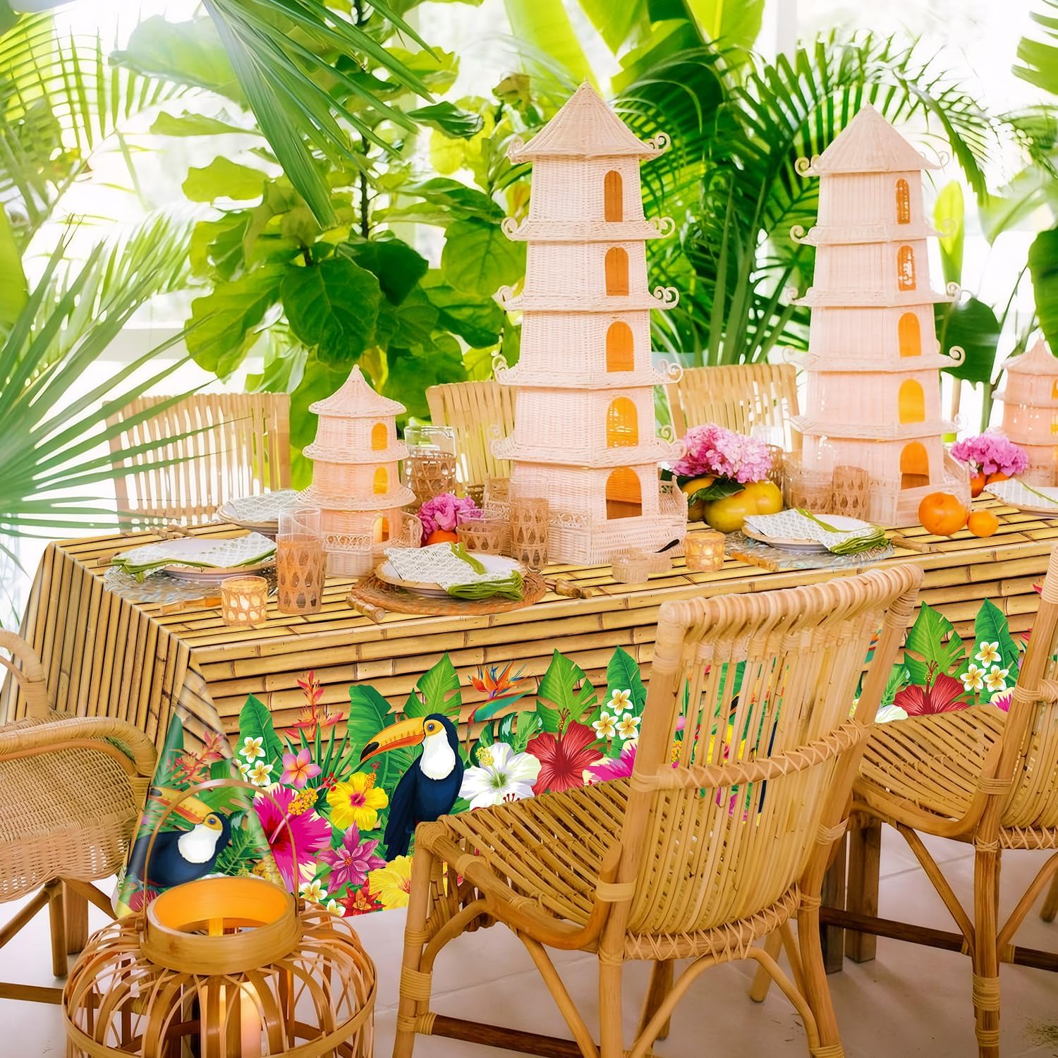Dvaorc 4 Pack Tropical Luau Tablecloths