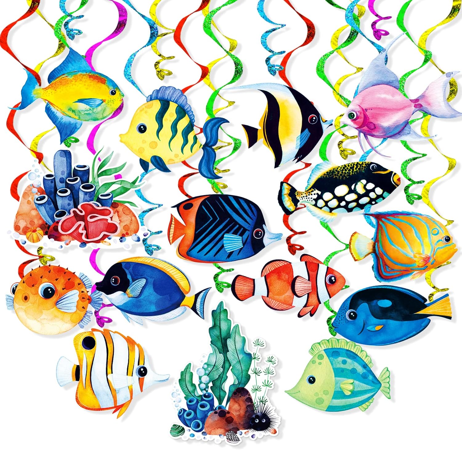 Tropical Fish Foil Streamer Banner Decor 30 Pack