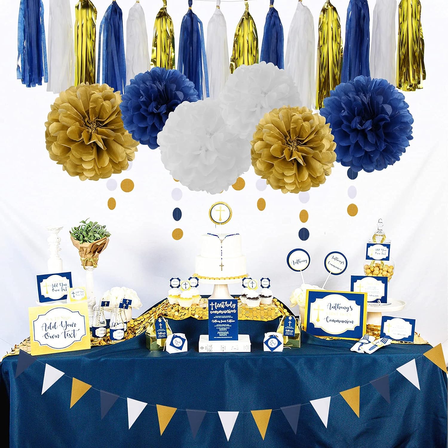 Navy Blue White Gold Party Decoration Kit 23pcs