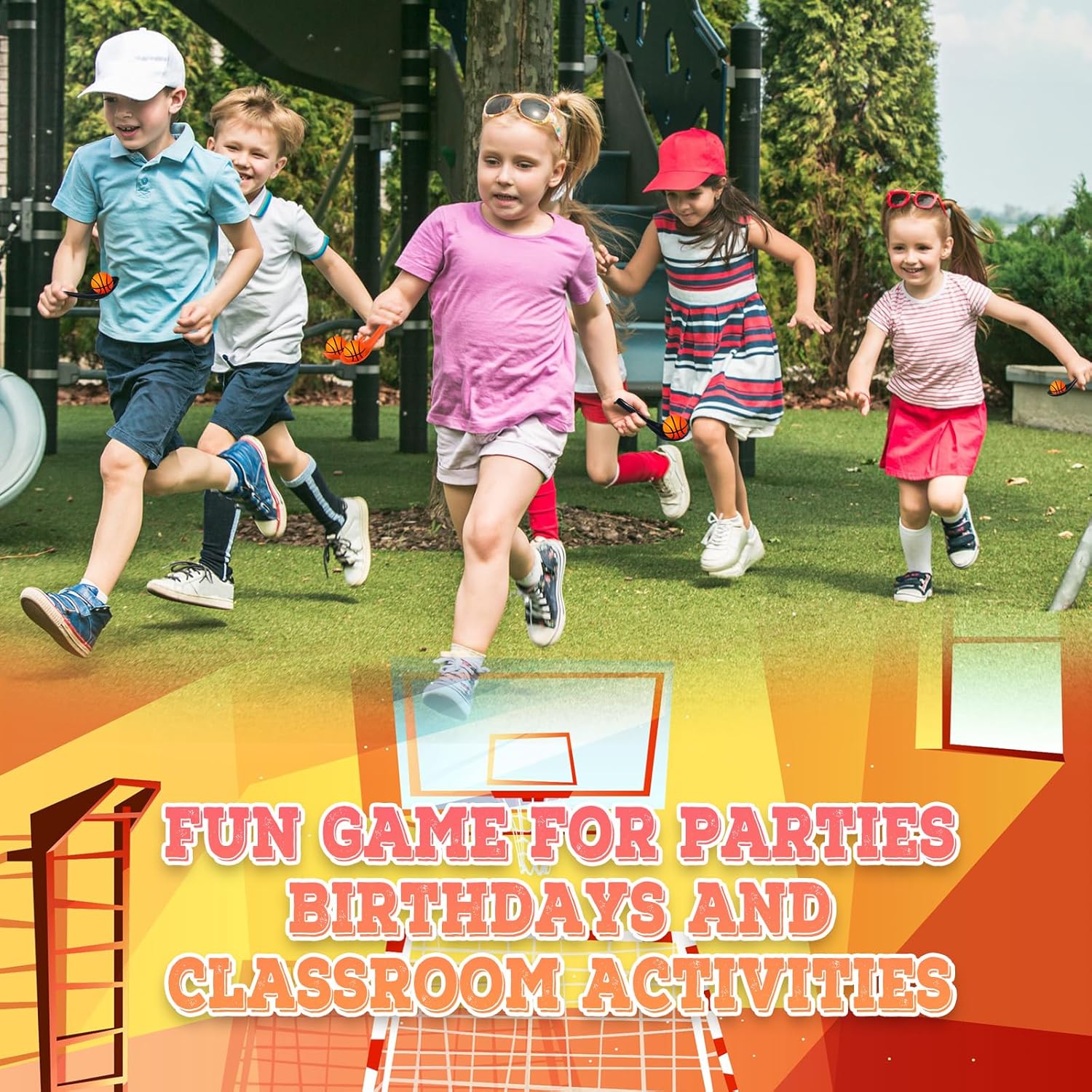 12 Pack Basketball Spoon Relay Race Game Set for Kids Adults