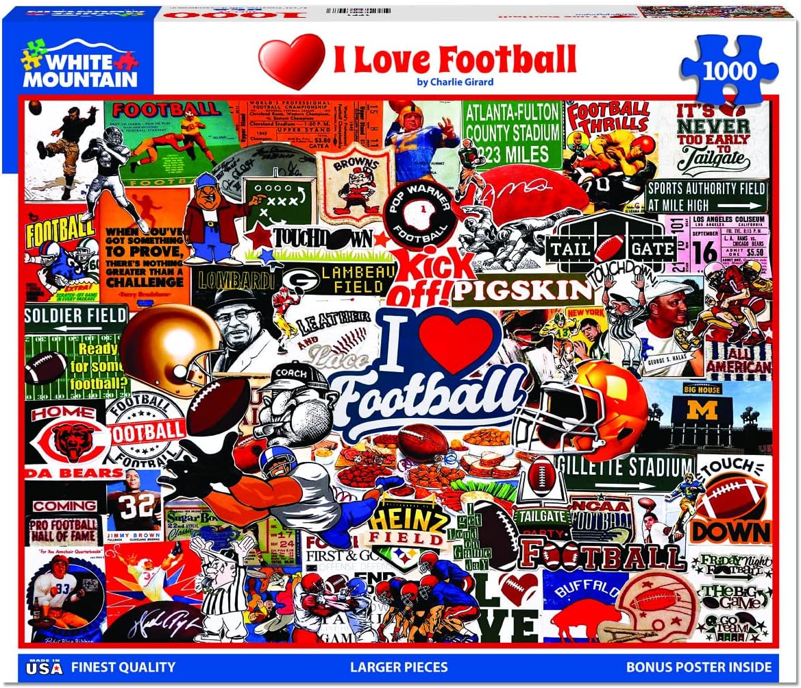 White Mountain I Love Football 1000 Piece Jigsaw Puzzle