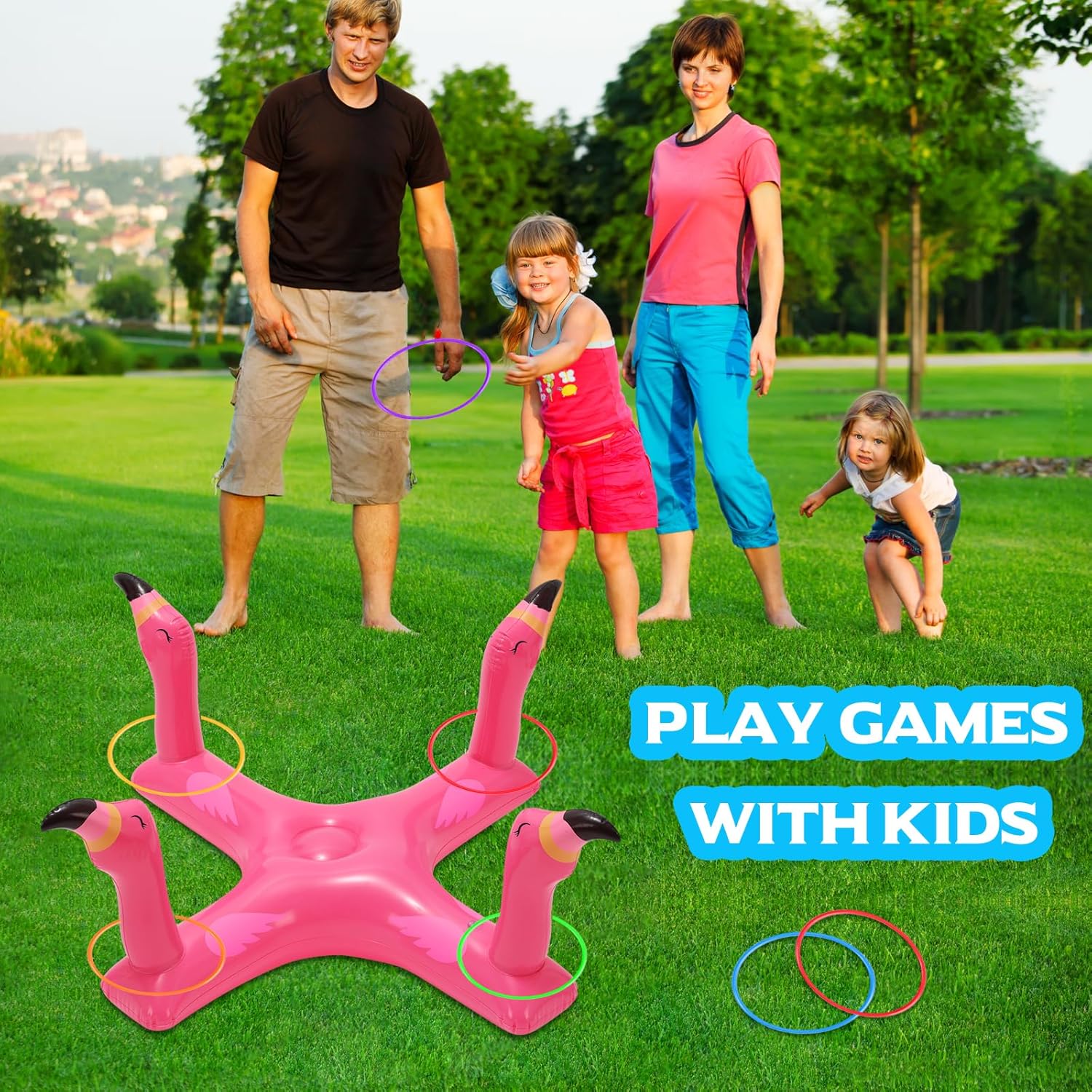 Inflatable Pool Ring Toss Game with 6Pcs Rings
