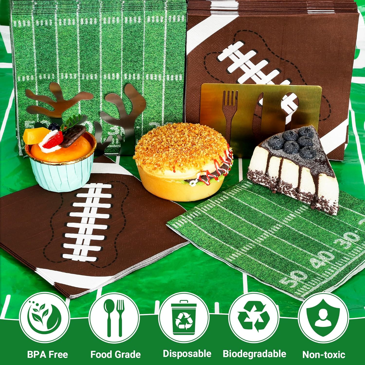 50 PCS Football Napkins 2 Styles 65 Inches