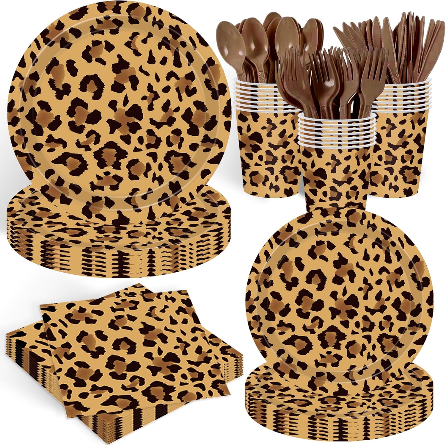 140PCS Leopard Print Party Decorations Set for 20 Guests
